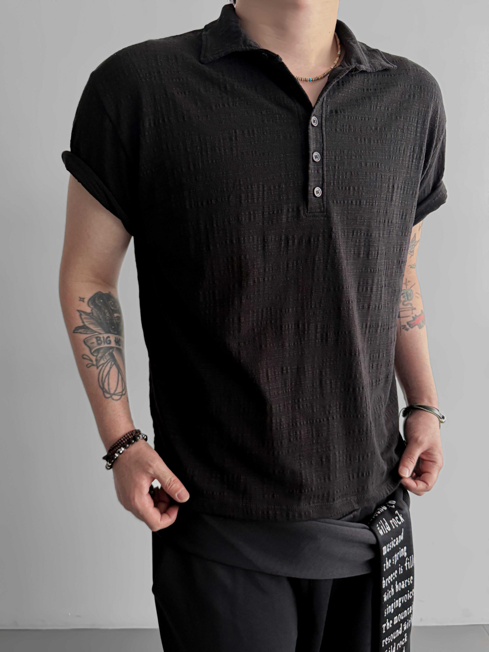 Slub collar half t