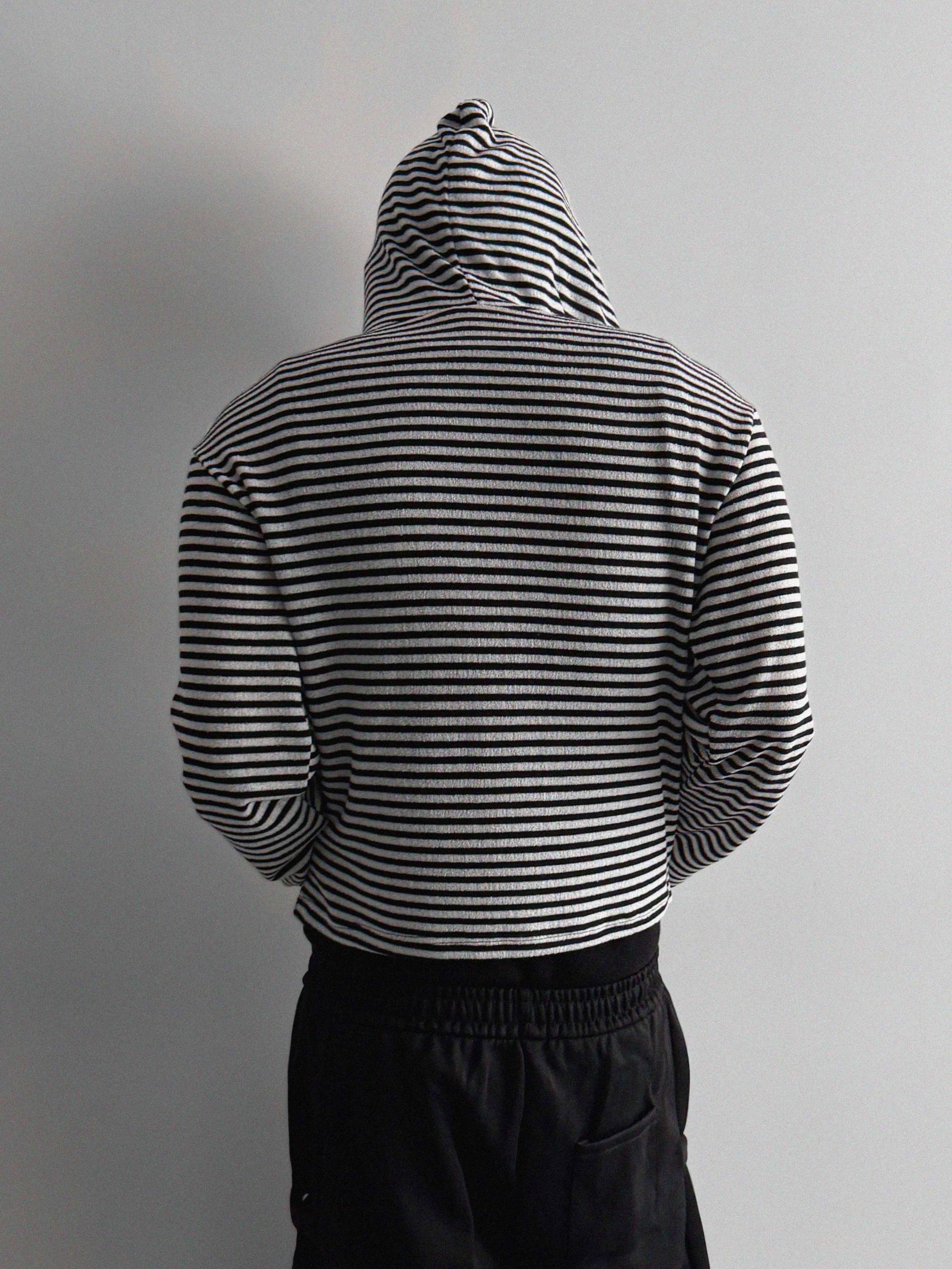 Seide stripe crop hood zip-up