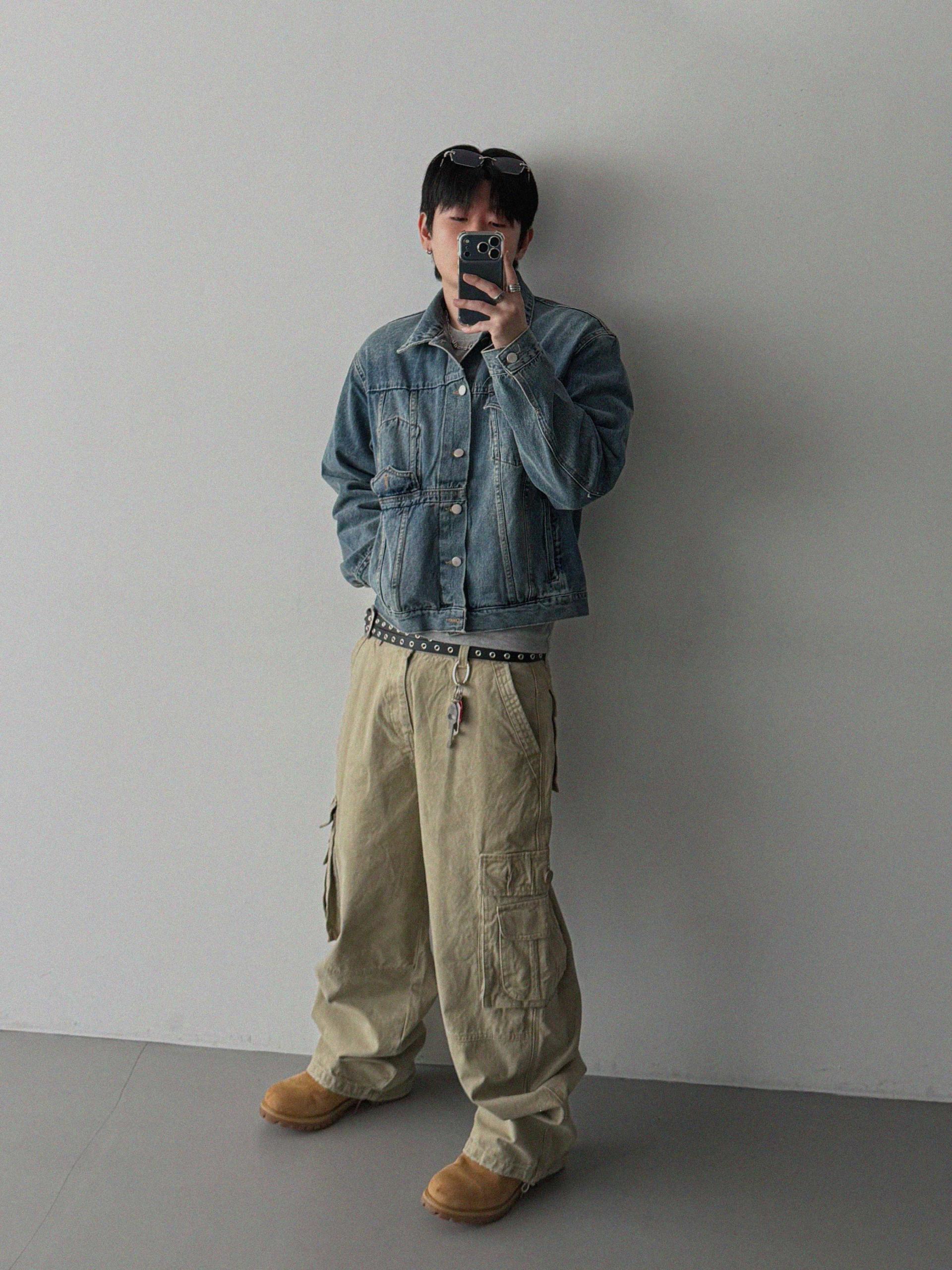 Ampty dyeing wide cargo pants