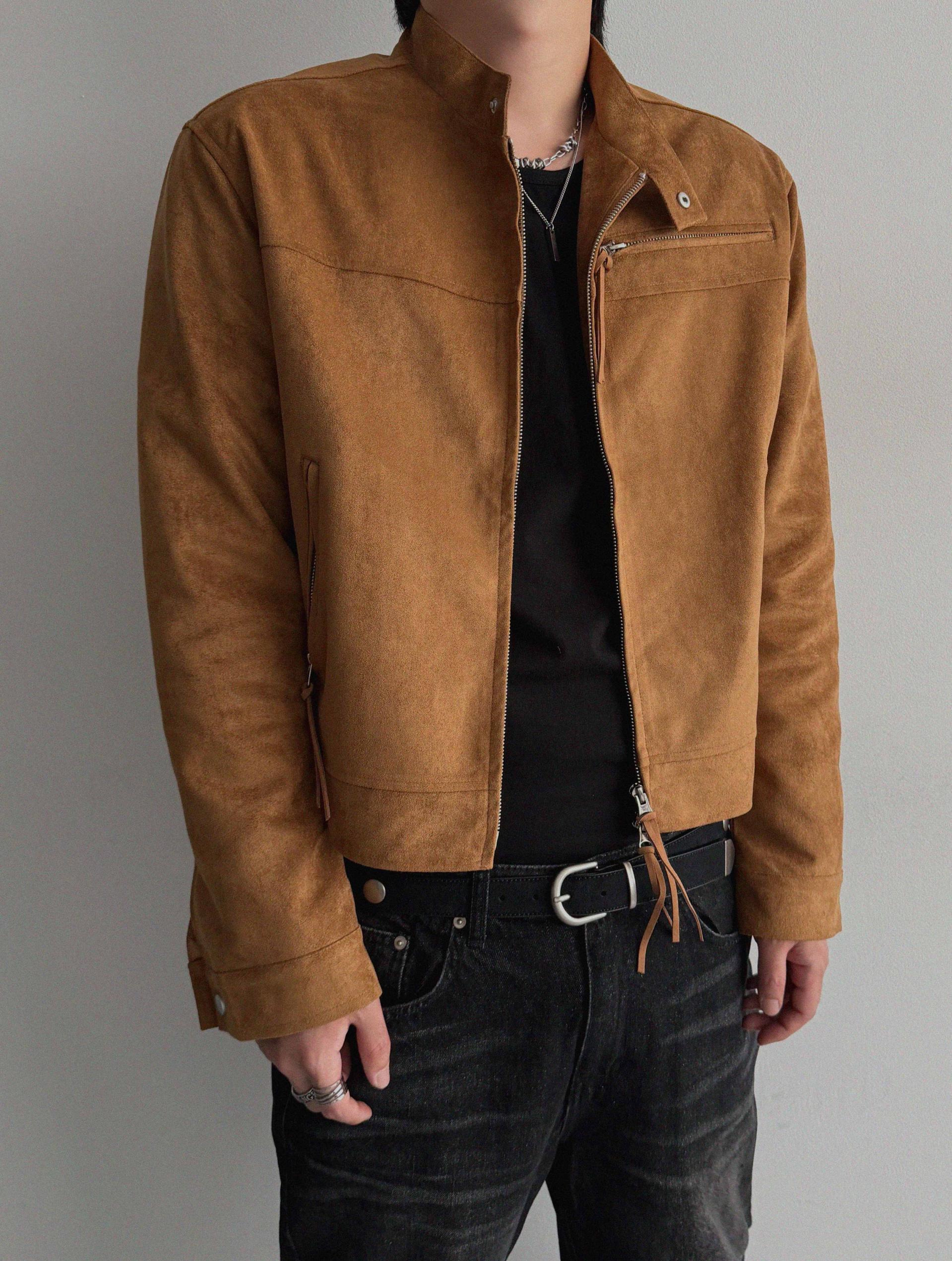 Biker suede crop jacket