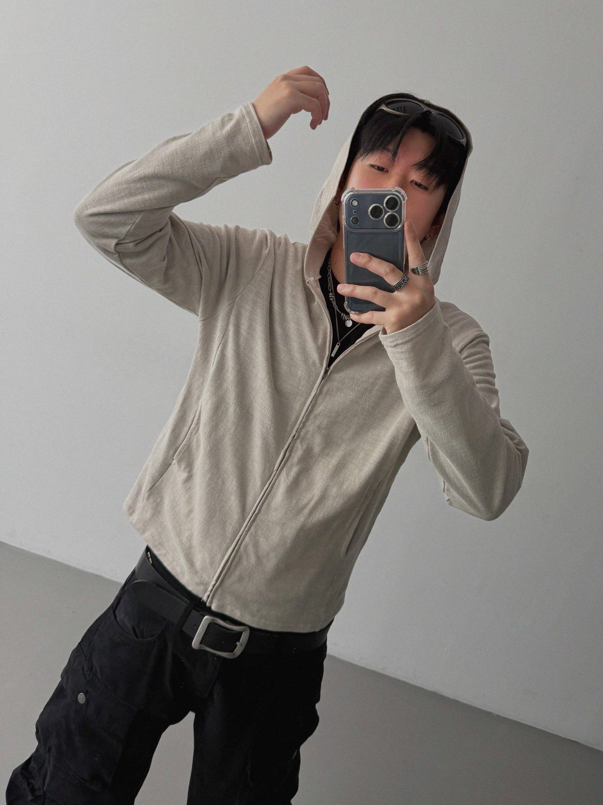 Heize crop hood zip-up
