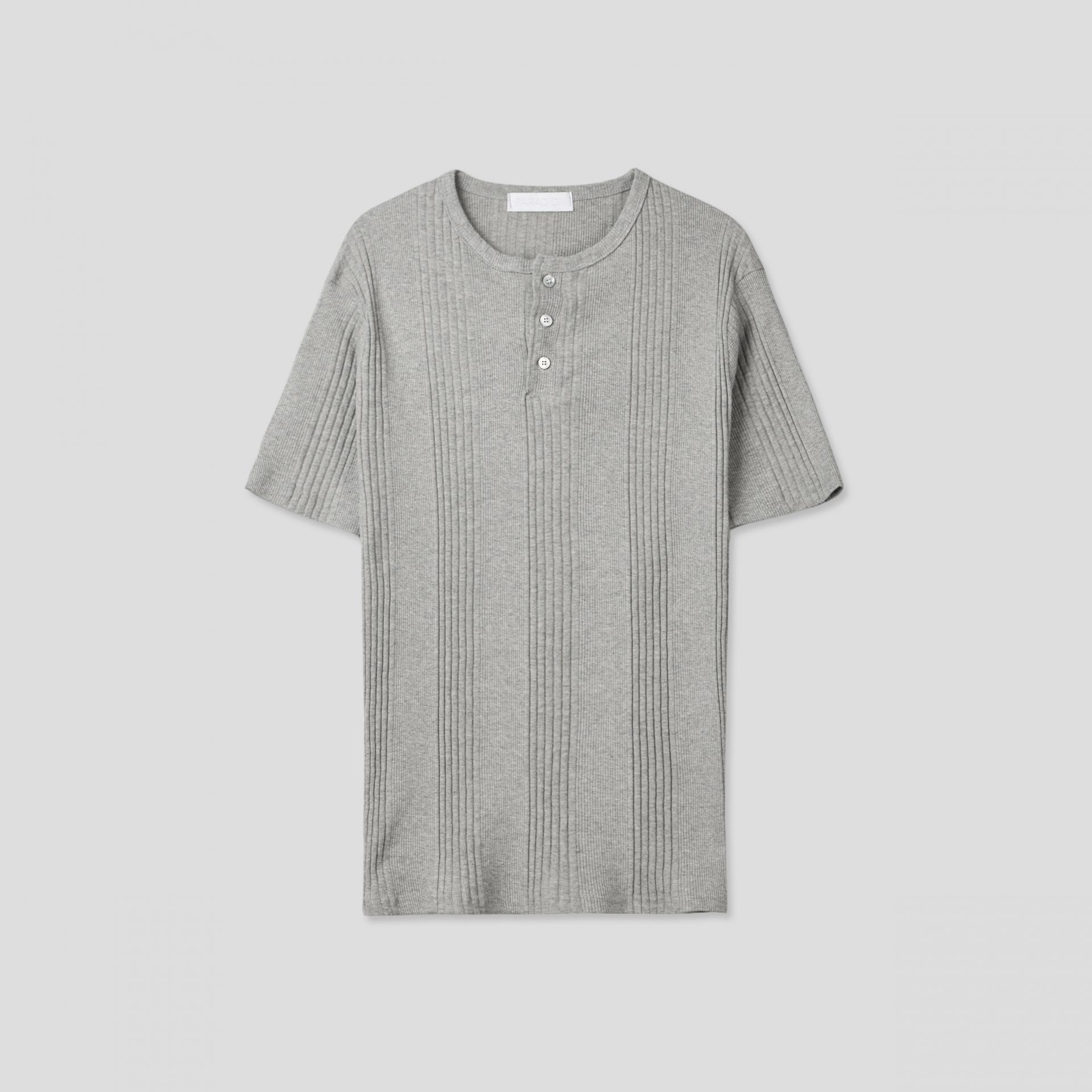 Terrace henley ceck slim half T