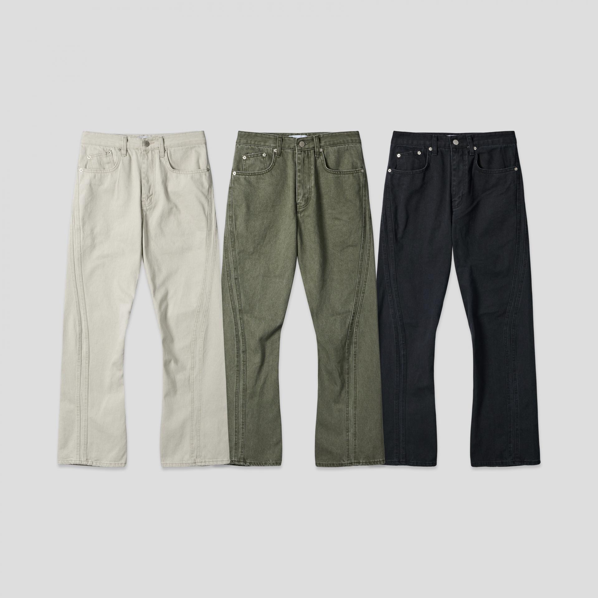 FW Double pocket curved flare pants
