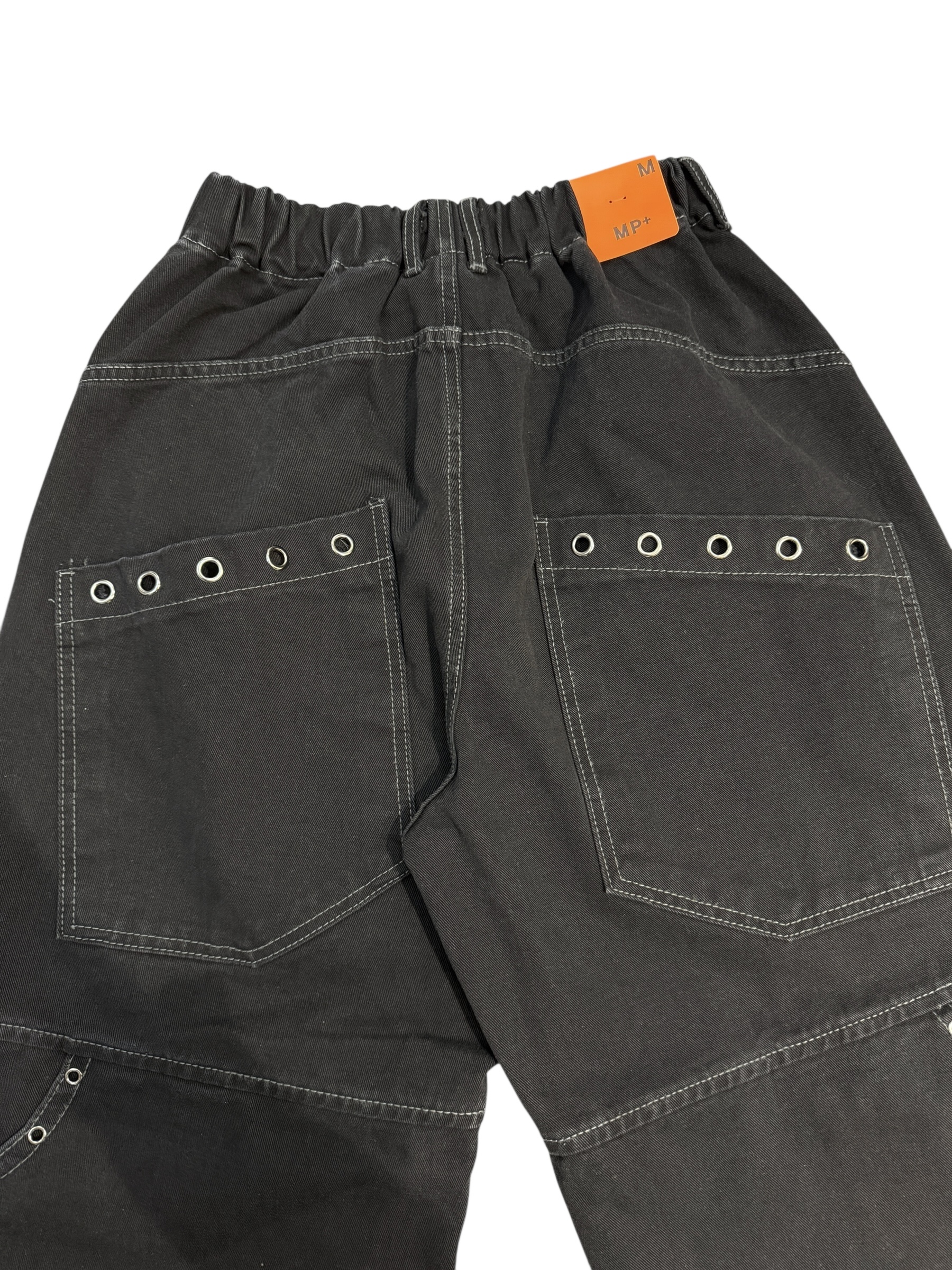 Eyelet pocket balloon denim pants
