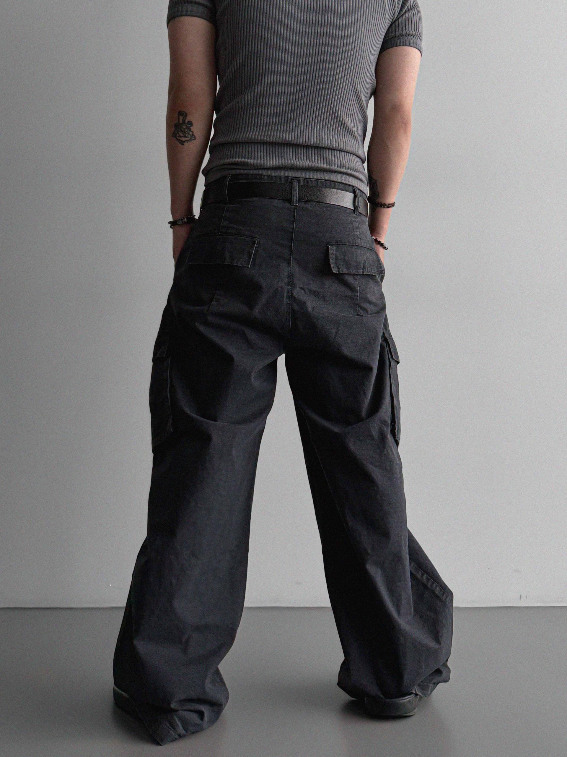 Dyed ripstop cargo curved pants
