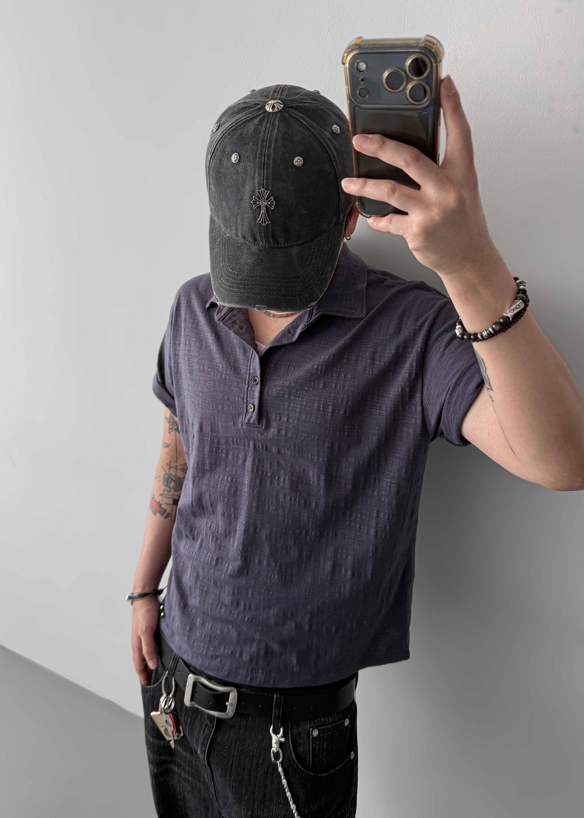 Slub collar half t