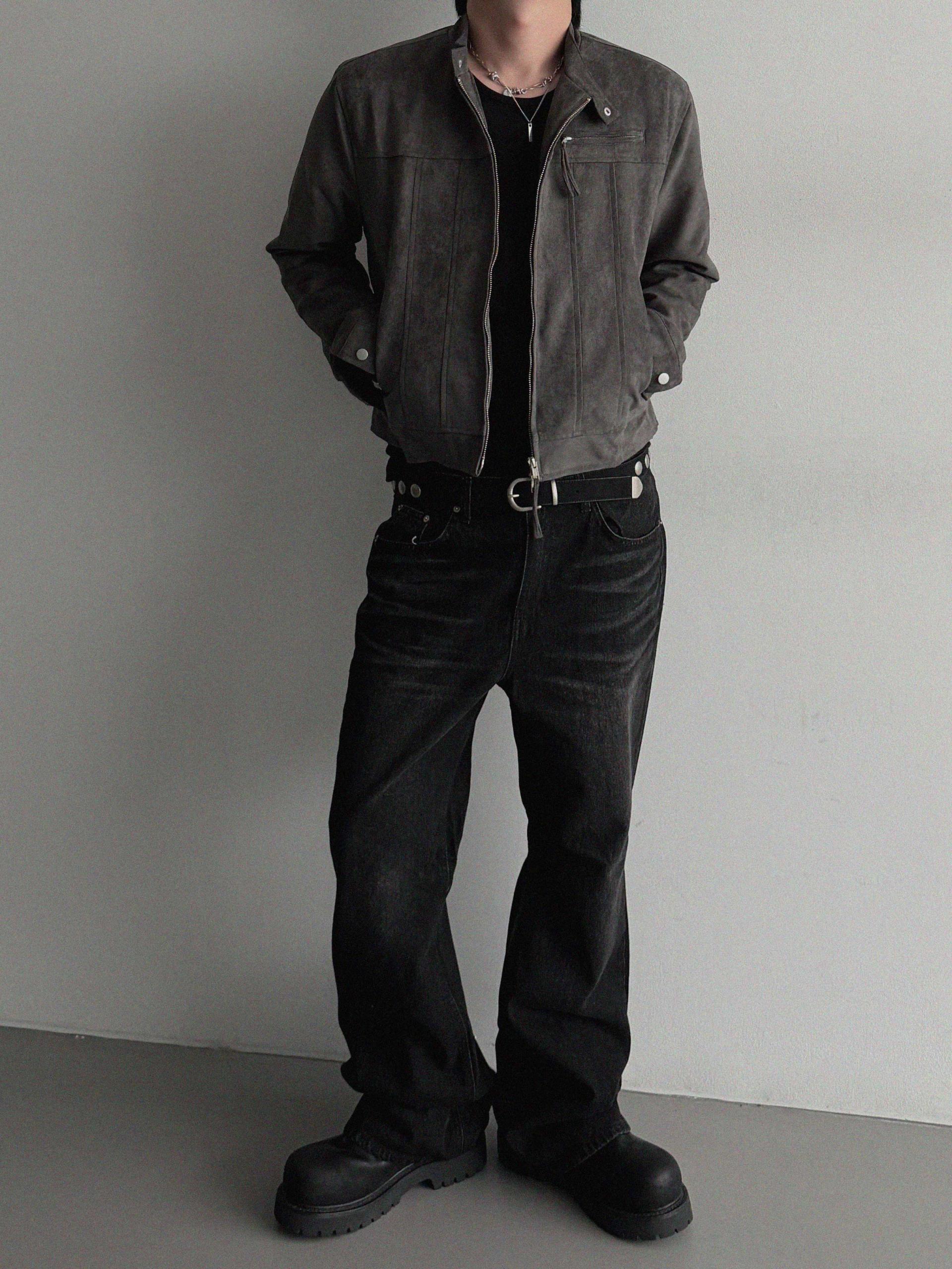 Lemans biker suede crop jacket