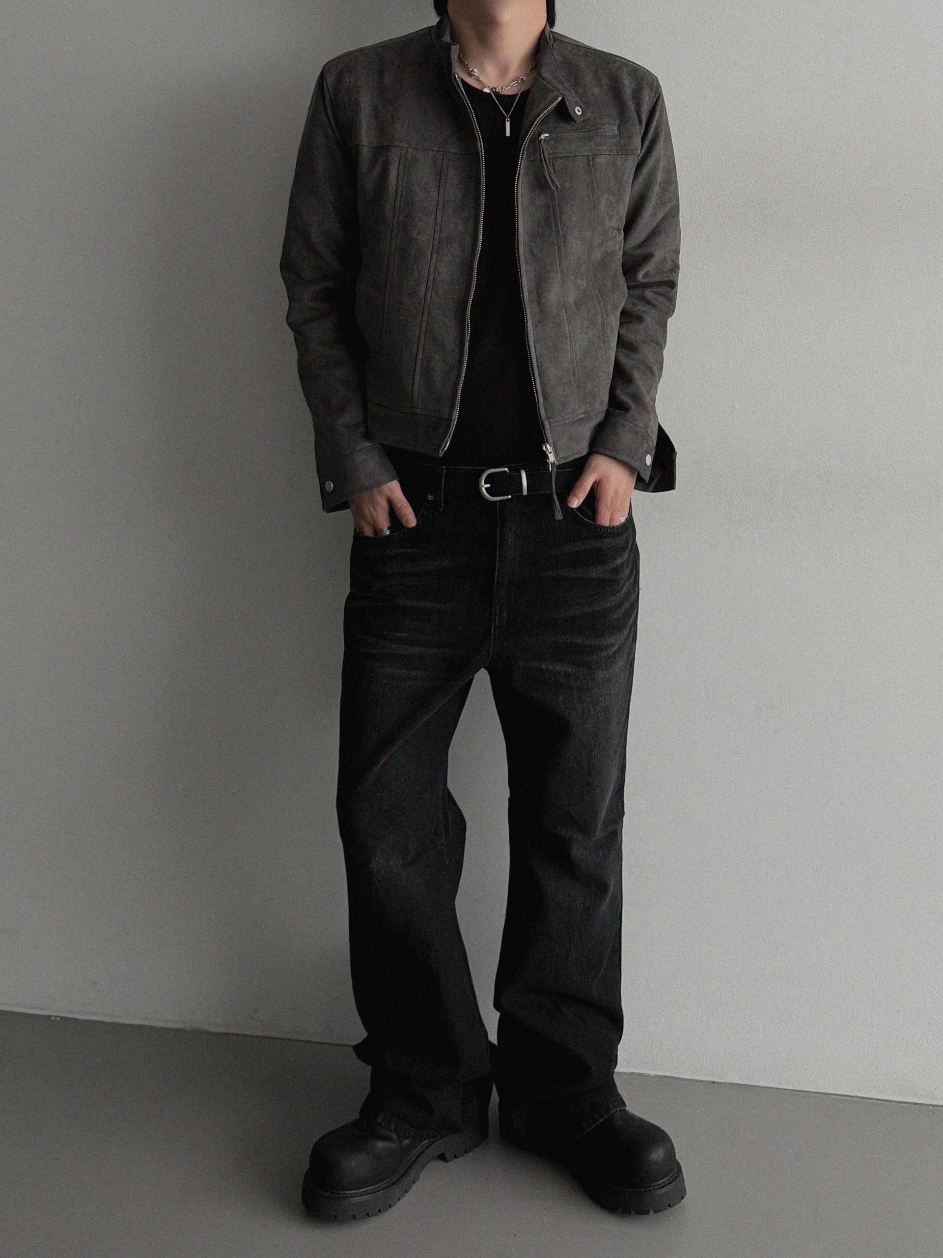 Lemans biker suede crop jacket