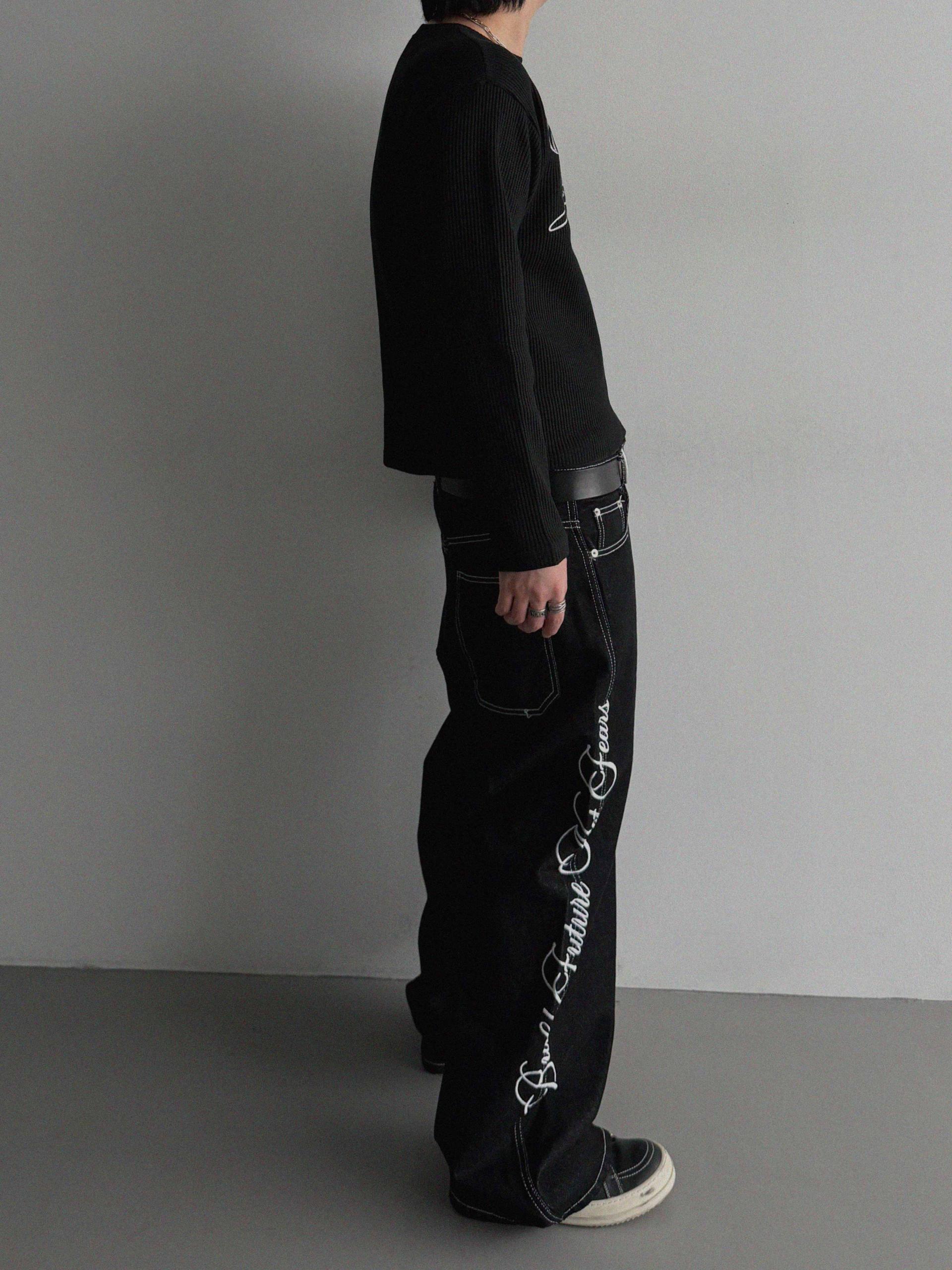 Horse non-fade embroidered denim pants