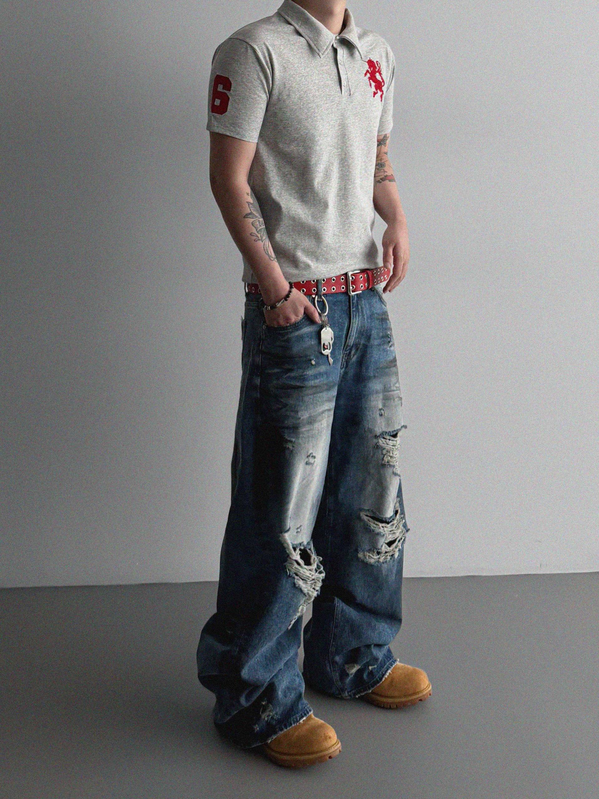 Super destroyed denim pants