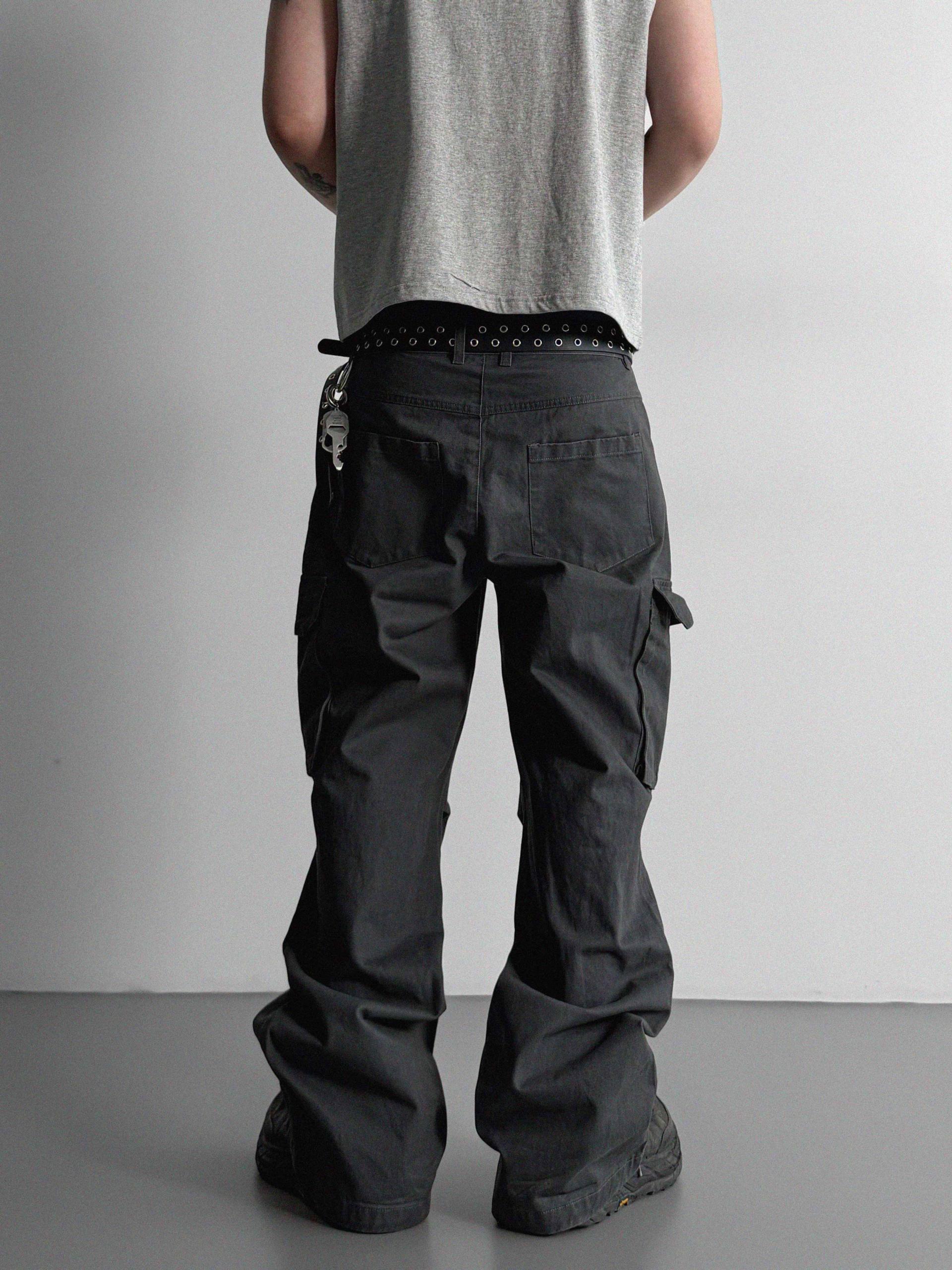 Dying stud cargo flared pants