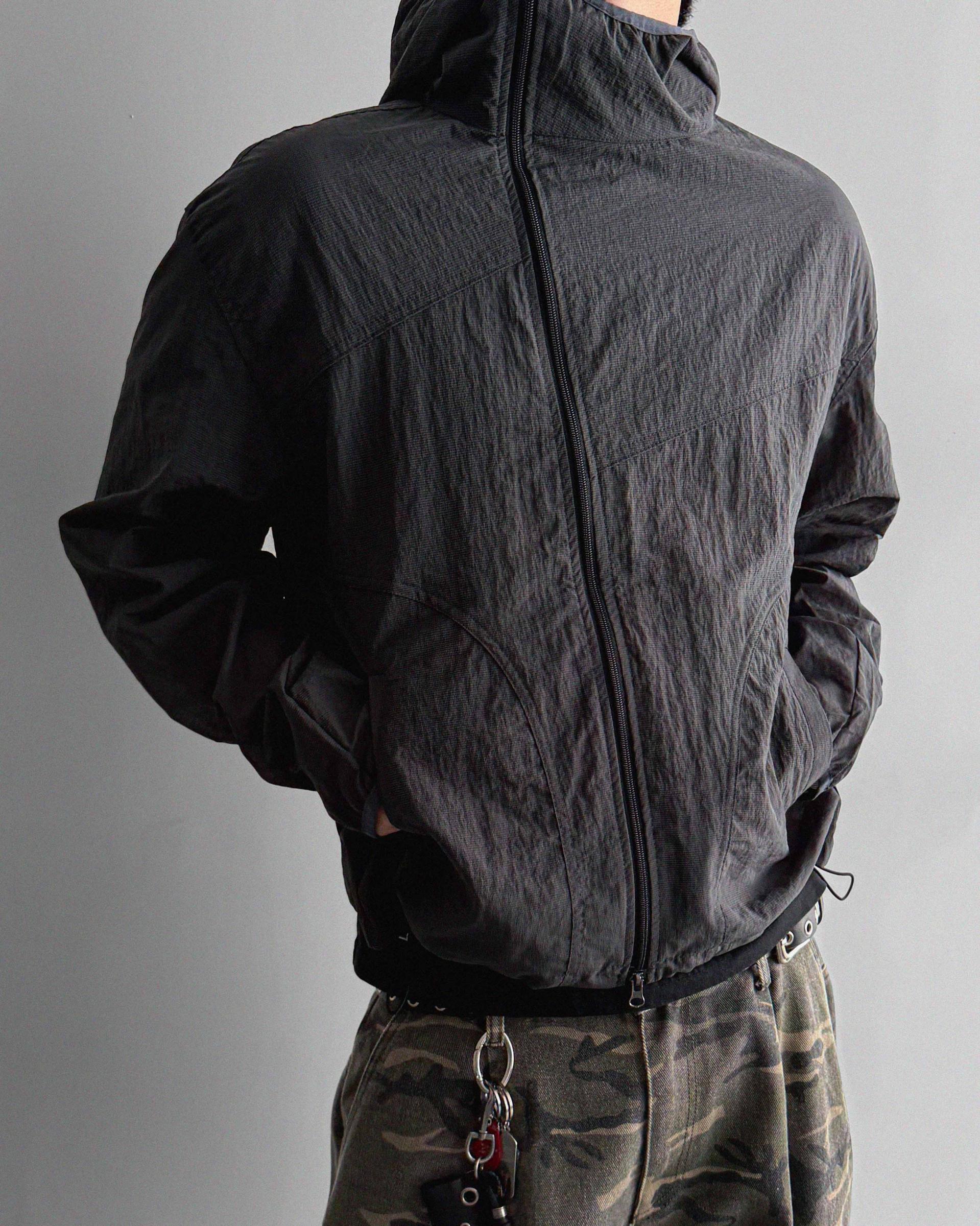 Summer diagonal zipper hood jacket