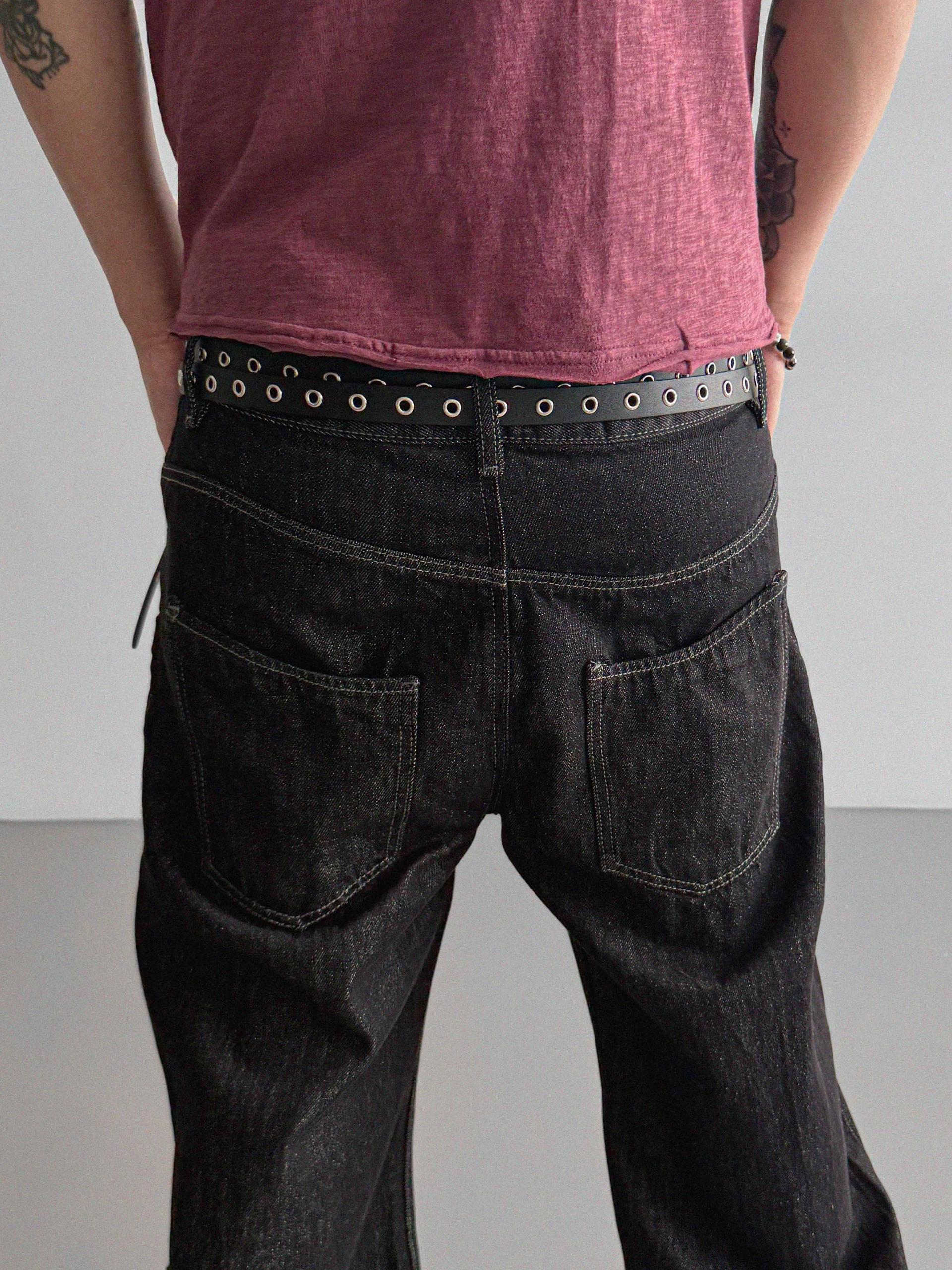 Embossed non-faded denim pants