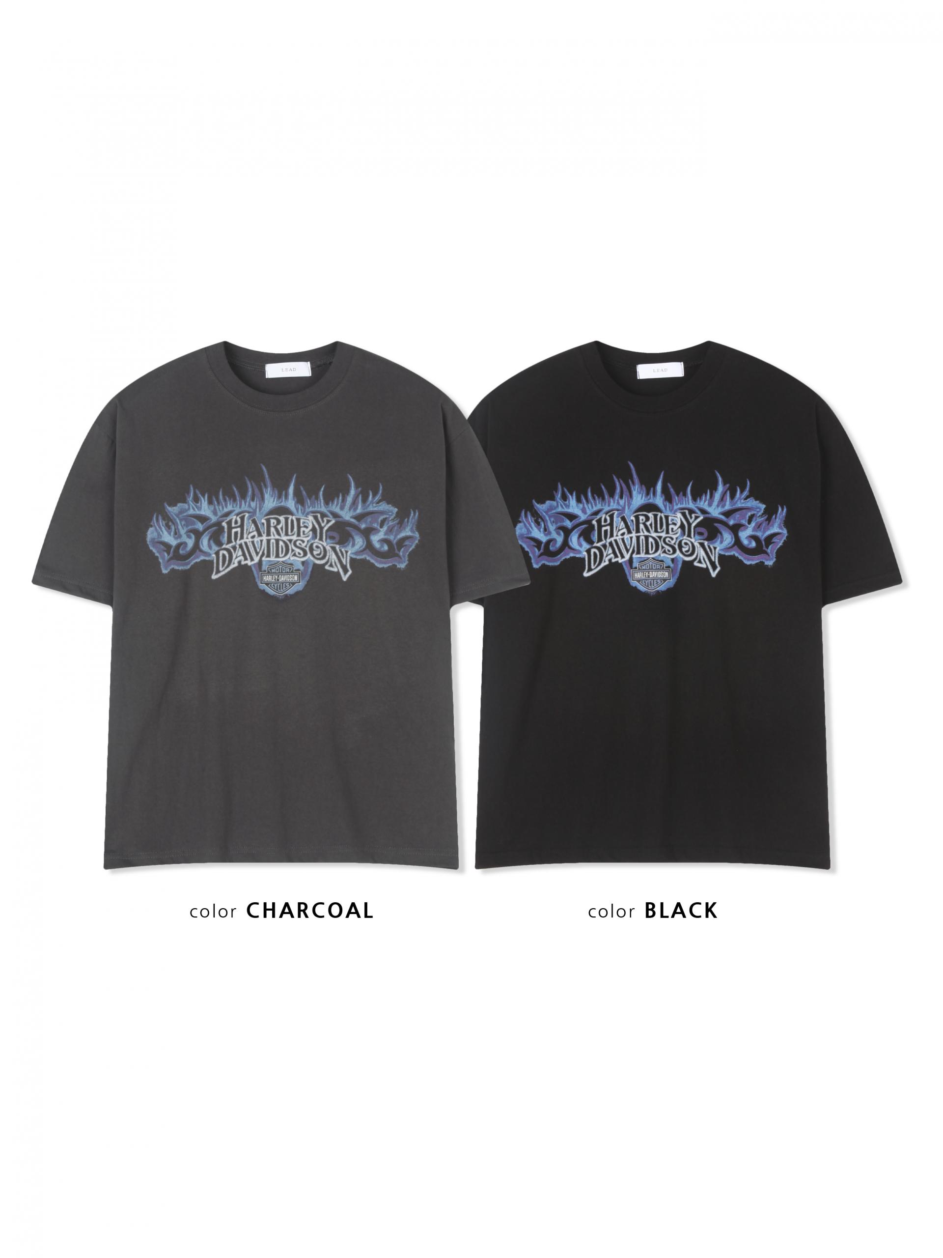 Flame harley crop half t