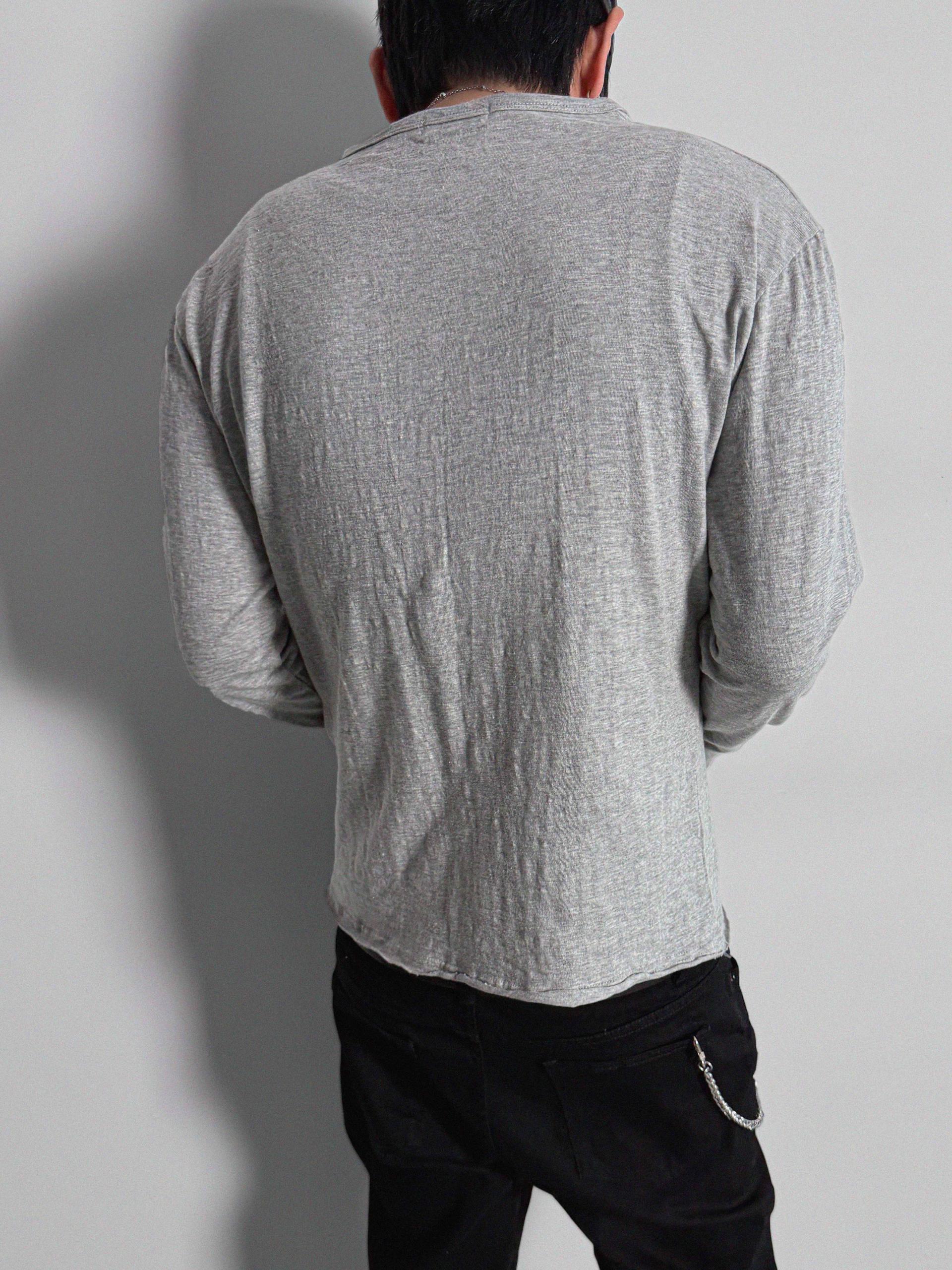 Button slub henley neck slim t