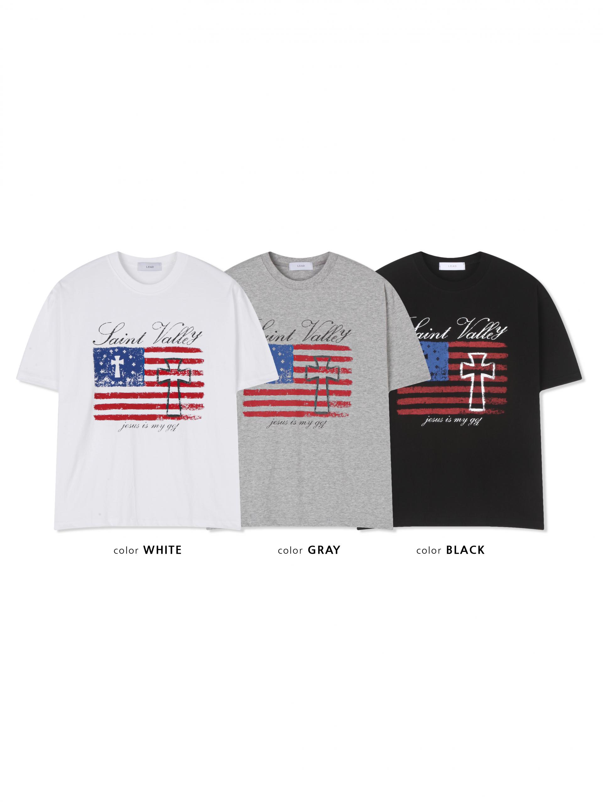 Cross and Stripes crop half t
