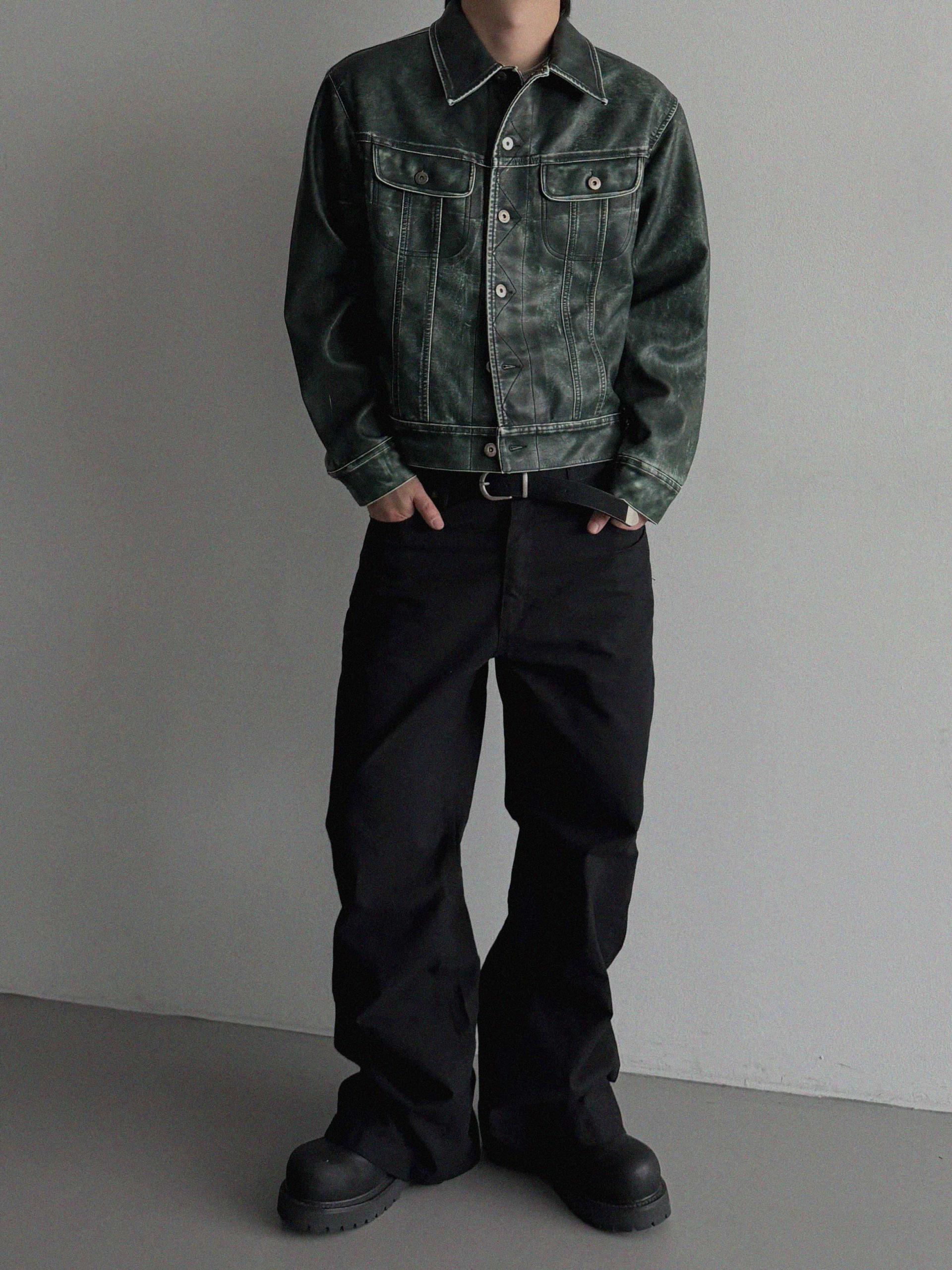 Rex leather trucker crop jacket