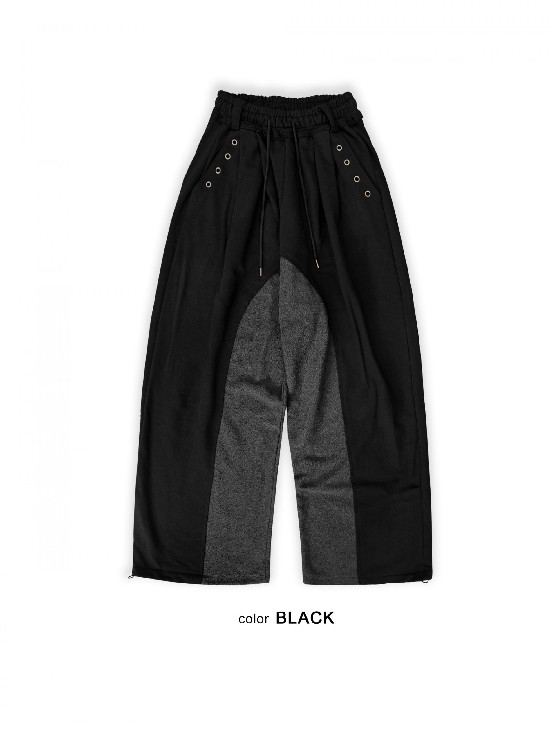Color blocked eyelet wide sweat pants