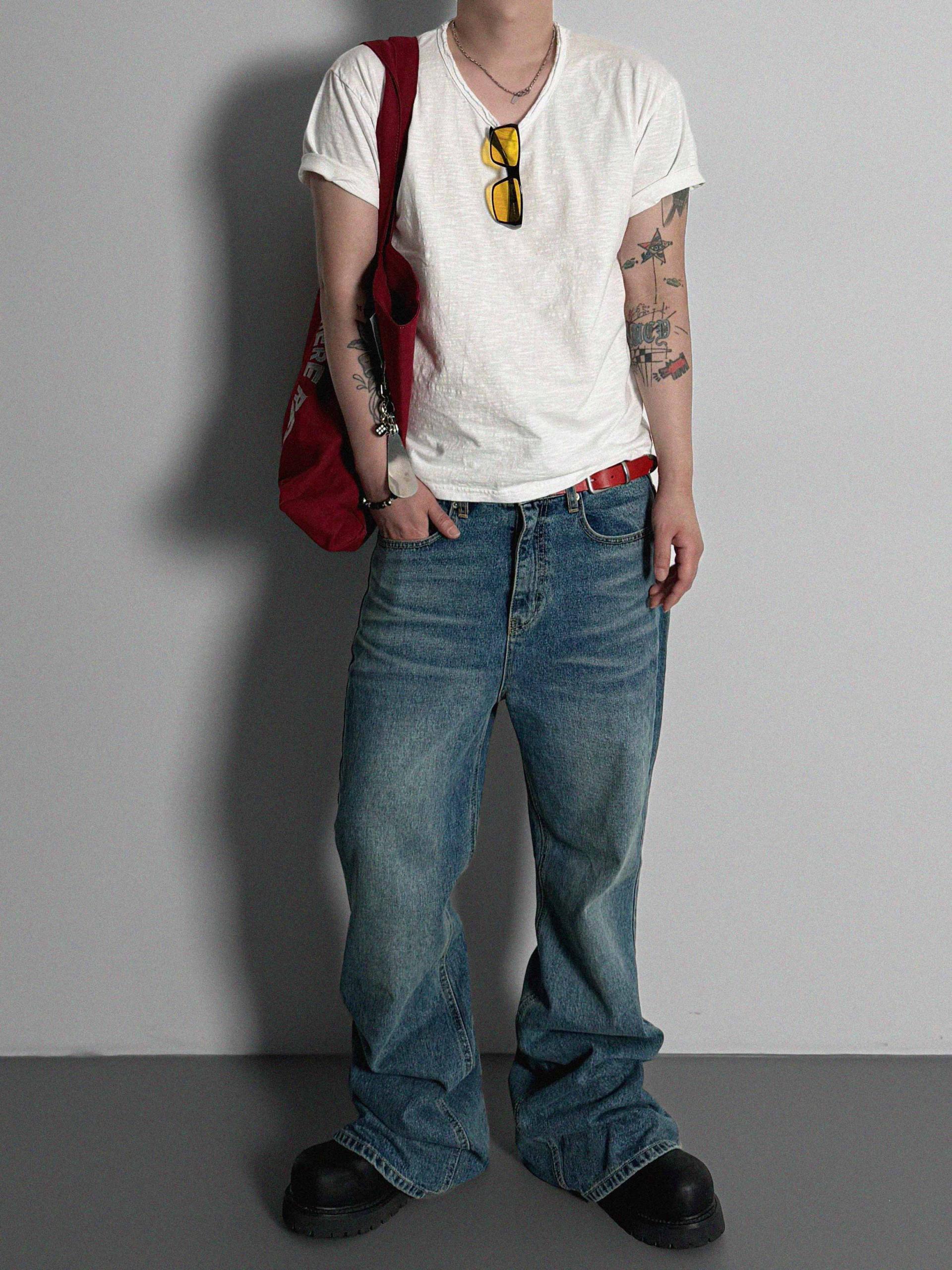 Slab cut u-neck half t