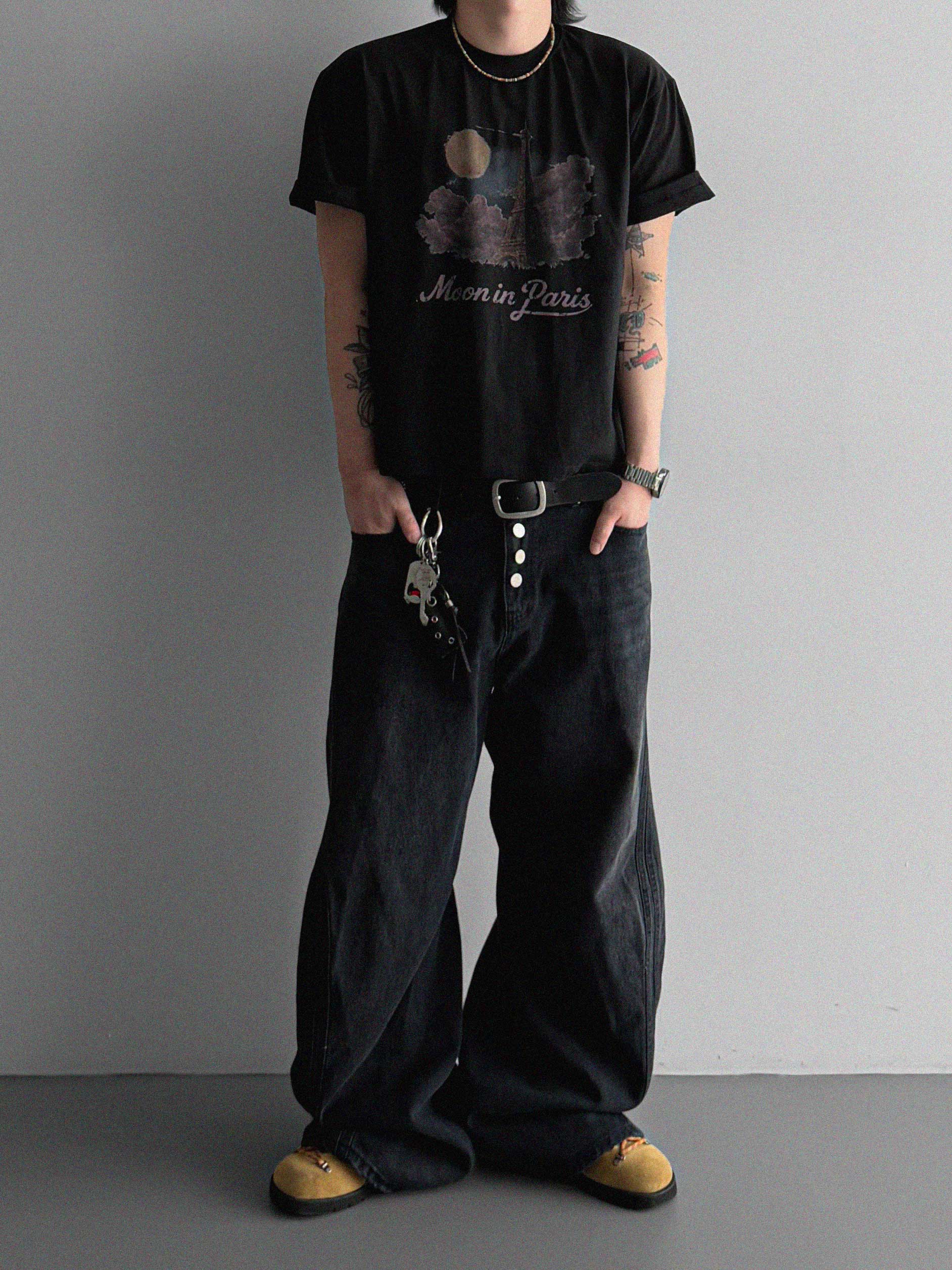 Cachion twisted wide denim pants