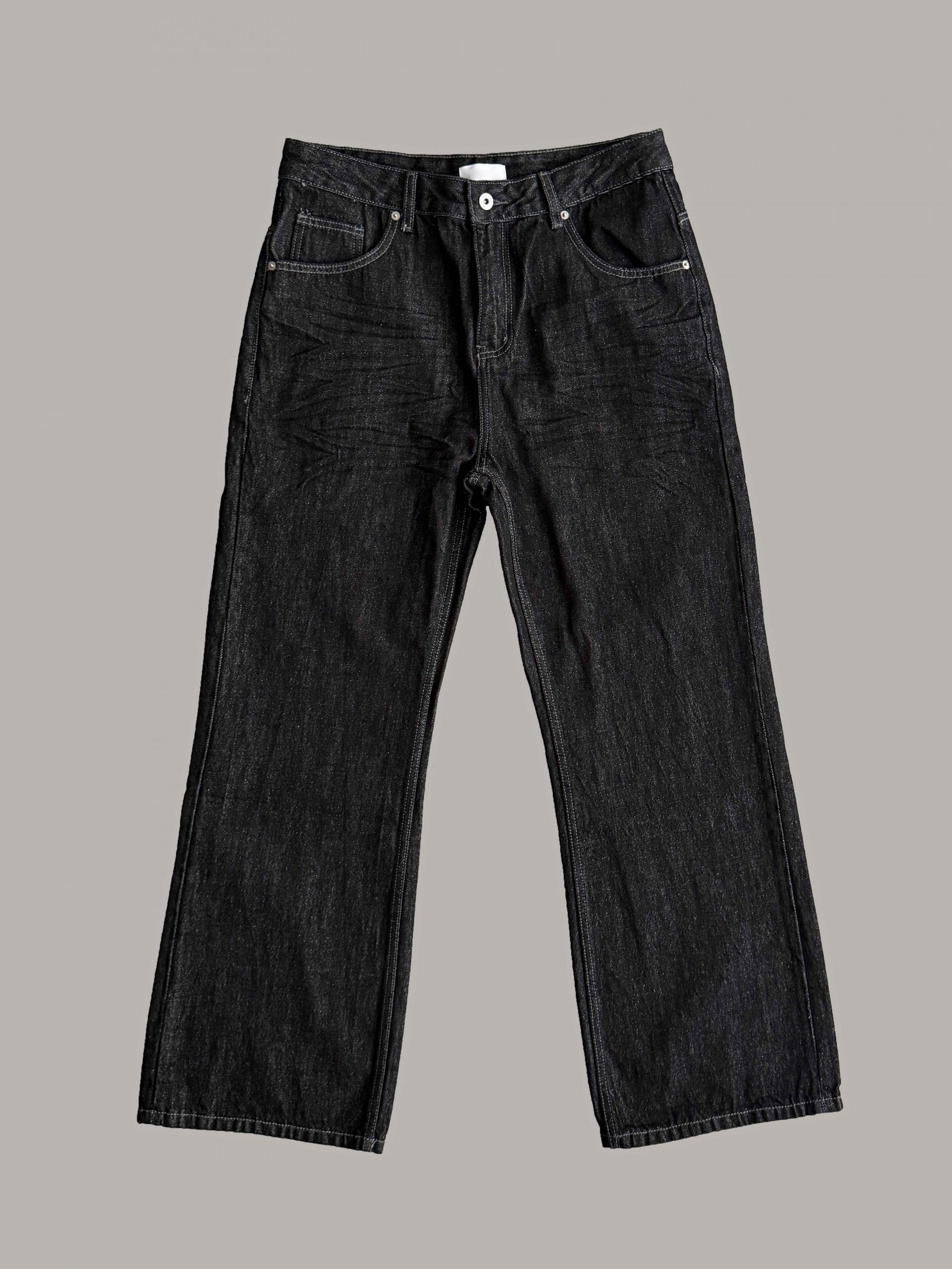 Embossed non-faded denim pants