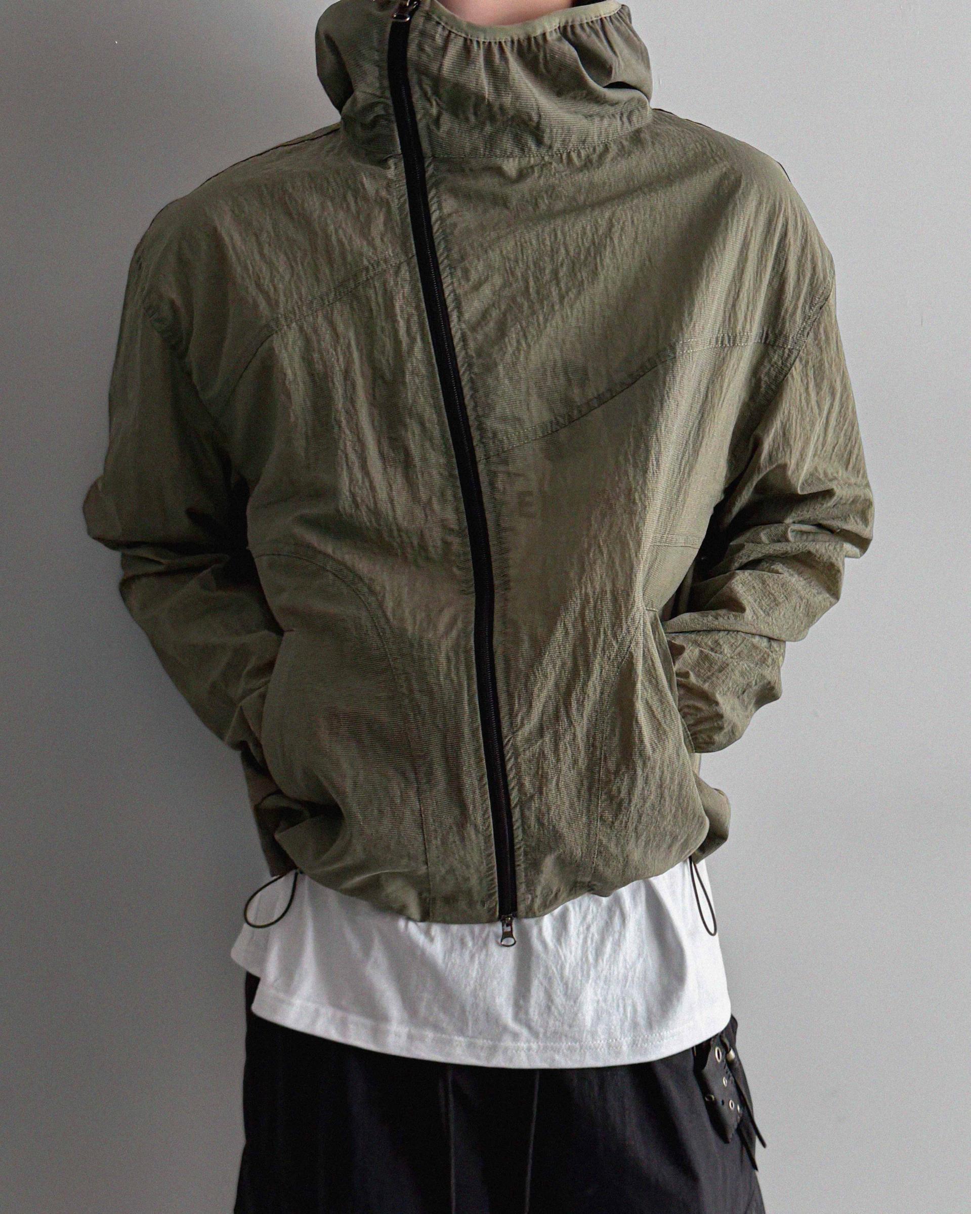 Summer diagonal zipper hood jacket