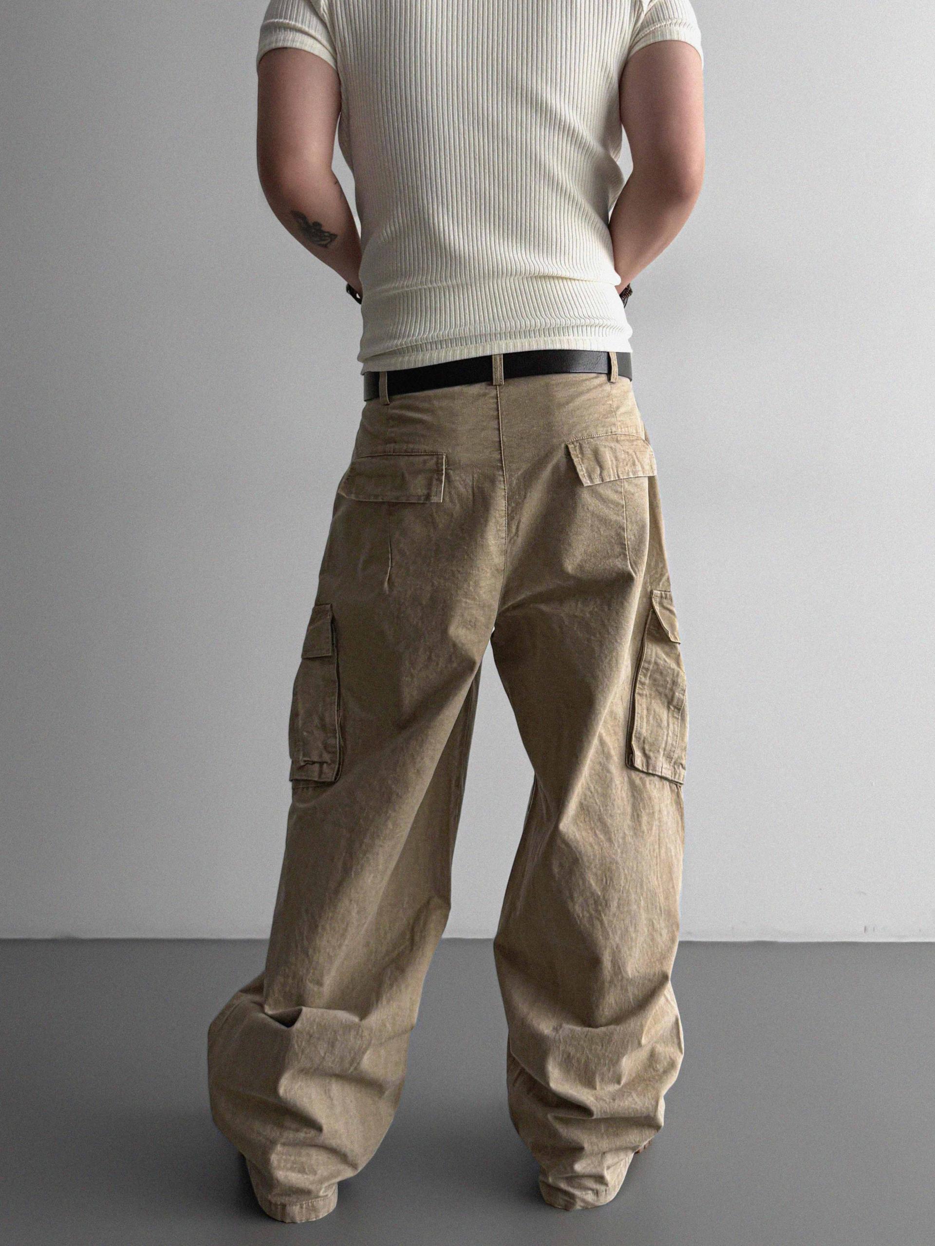 Dyed ripstop cargo curved pants