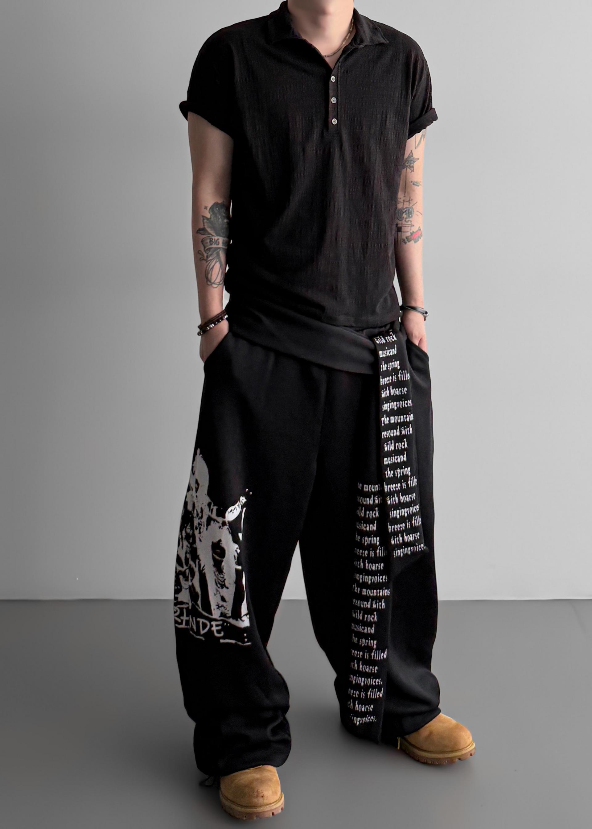 Lettering graphic strap sweat pants