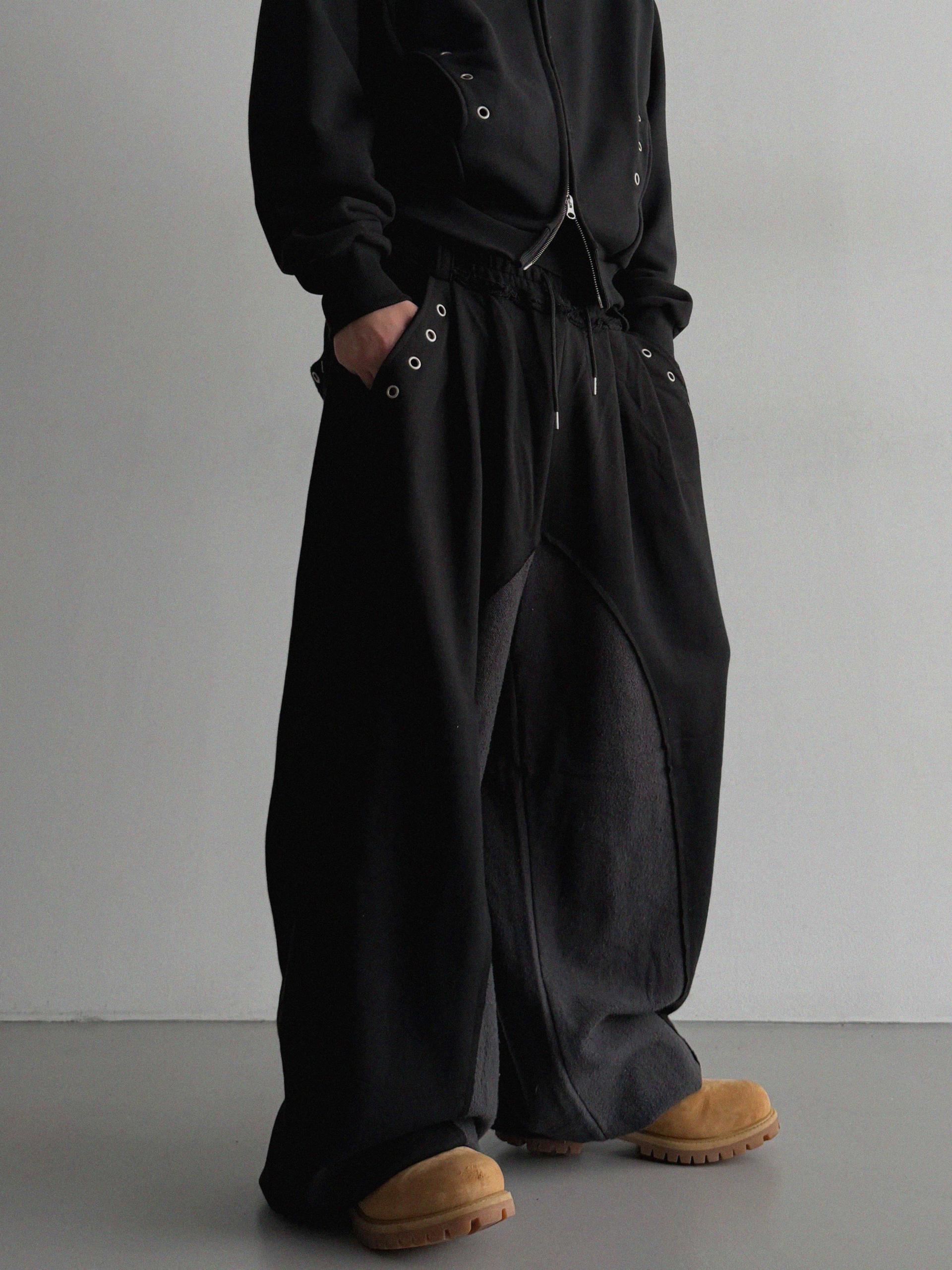 Color blocked eyelet wide sweat pants