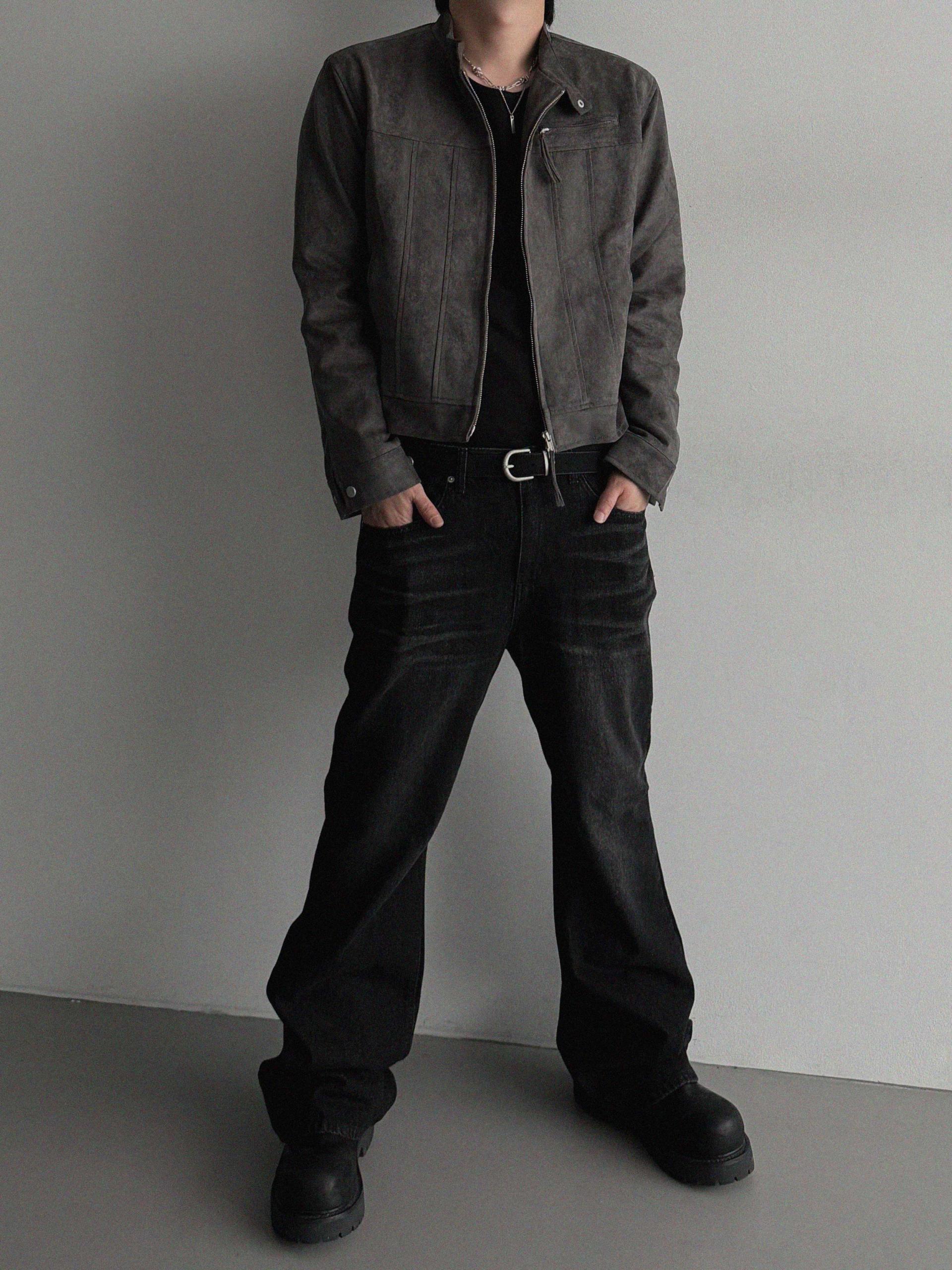 Lemans biker suede crop jacket