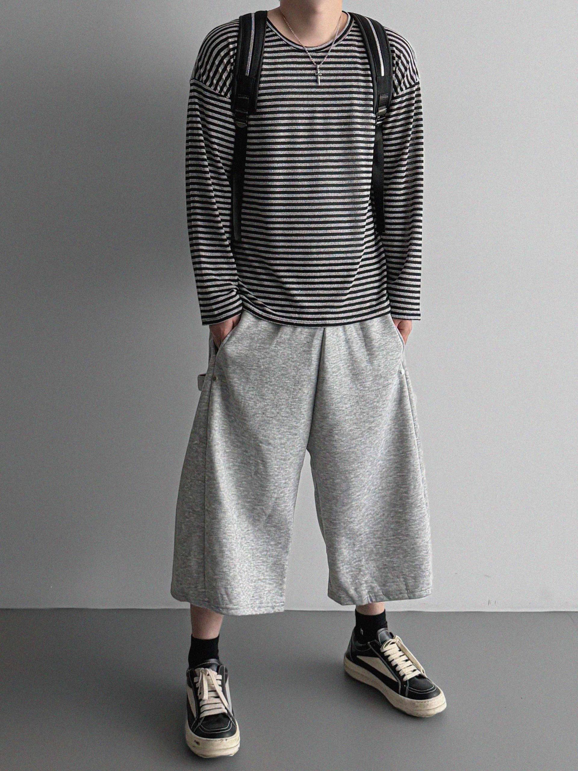 Side snap bermuda sweat pants