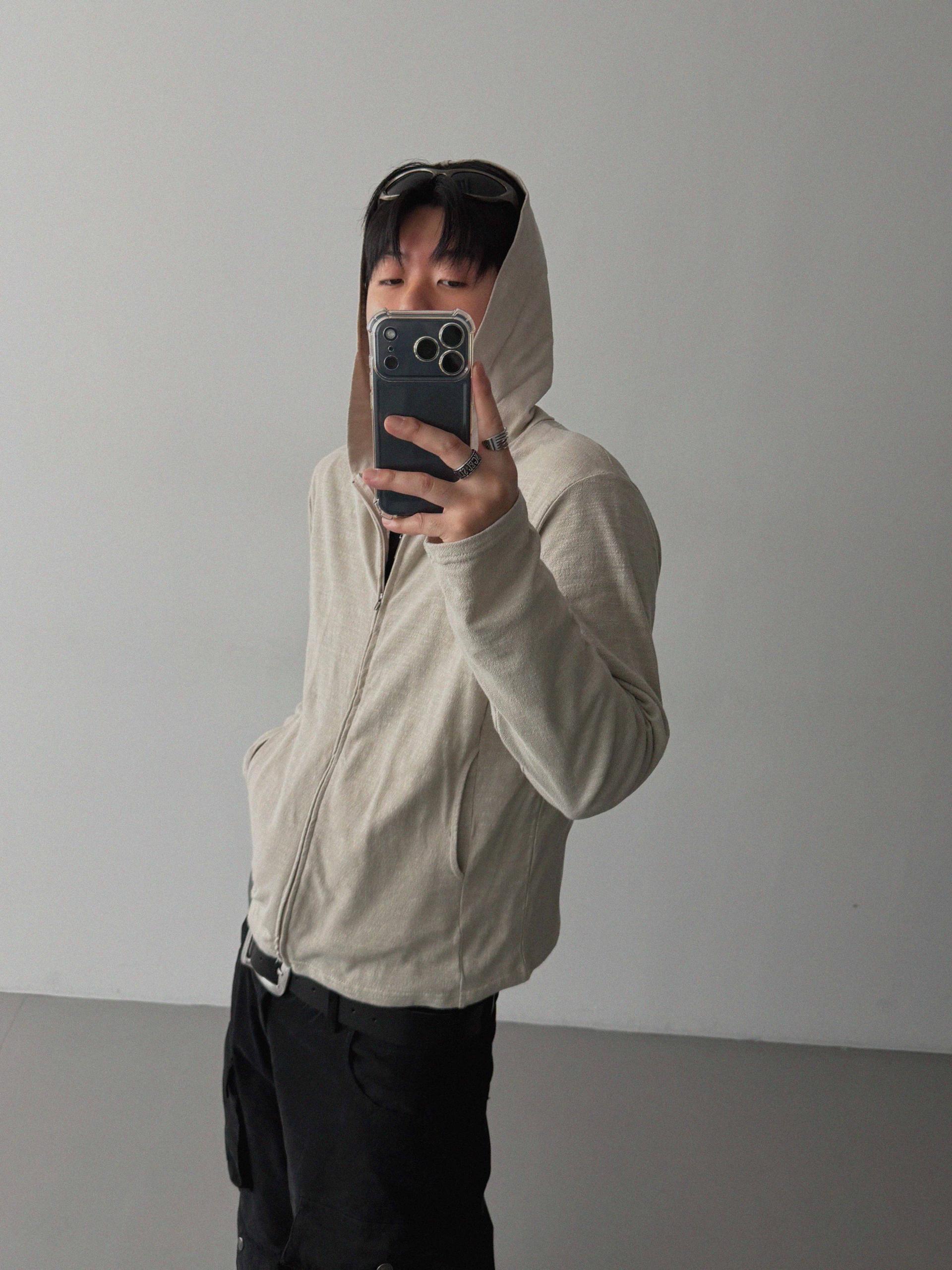Heize crop hood zip-up