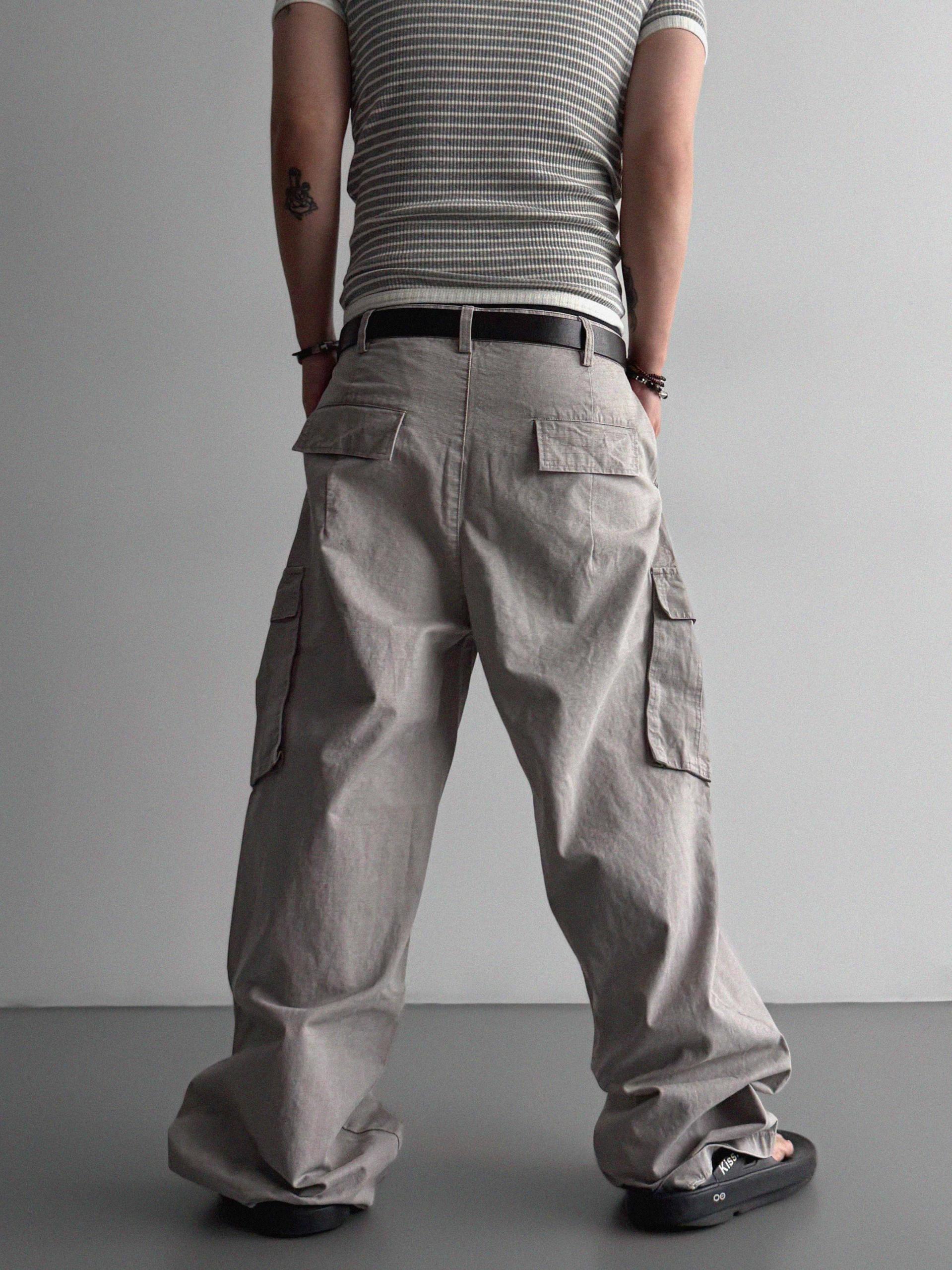 Dyed ripstop cargo curved pants