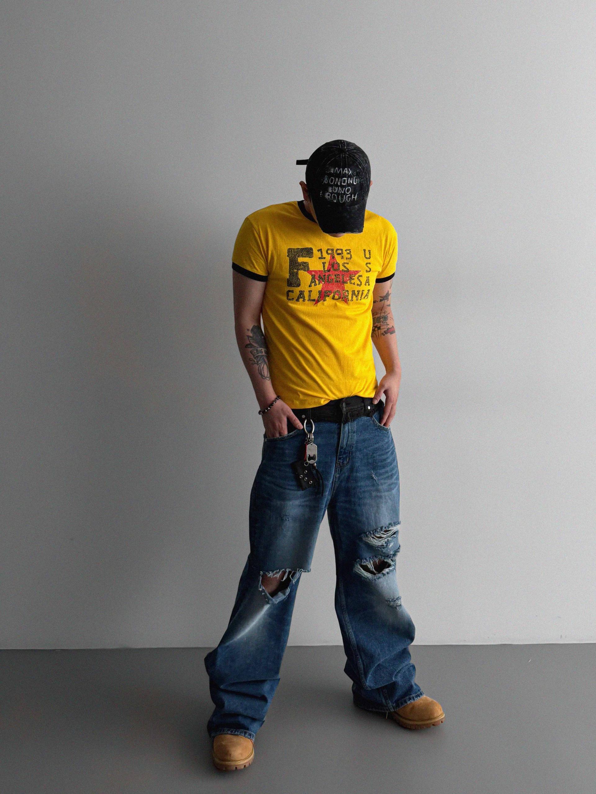 Retro star muscle ringer half t
