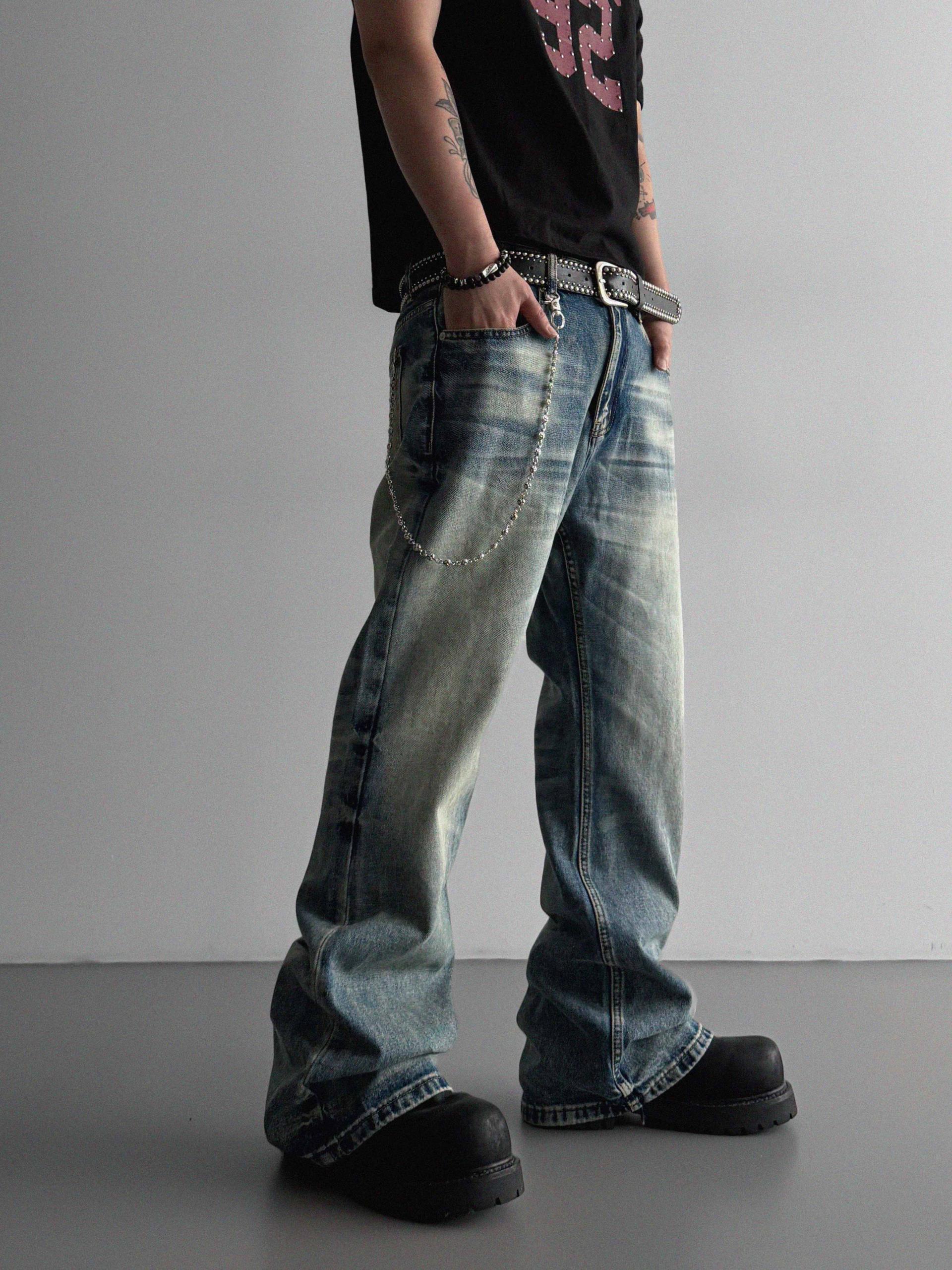 Mobe sand flare denim pants