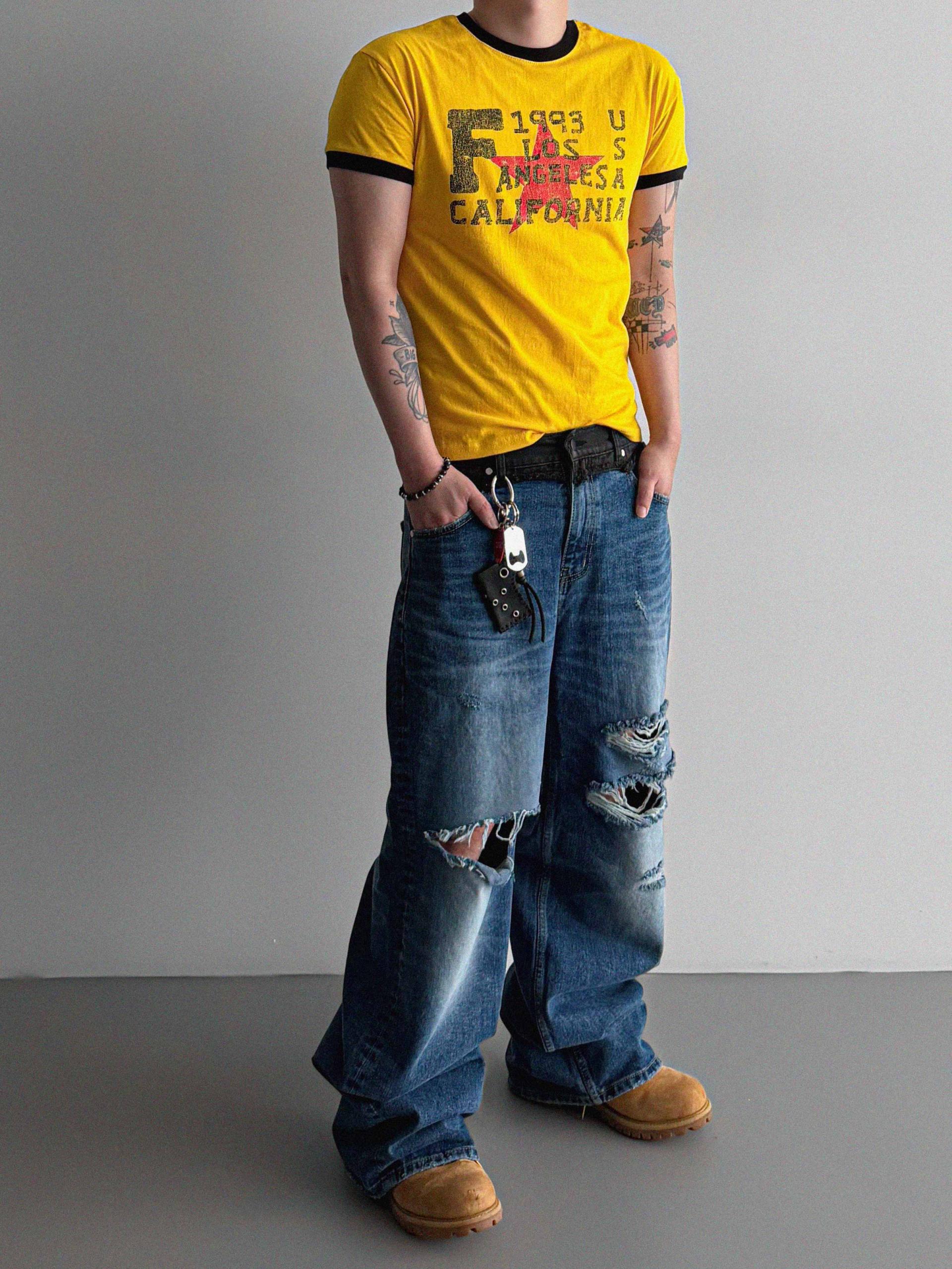 Retro star muscle ringer half t