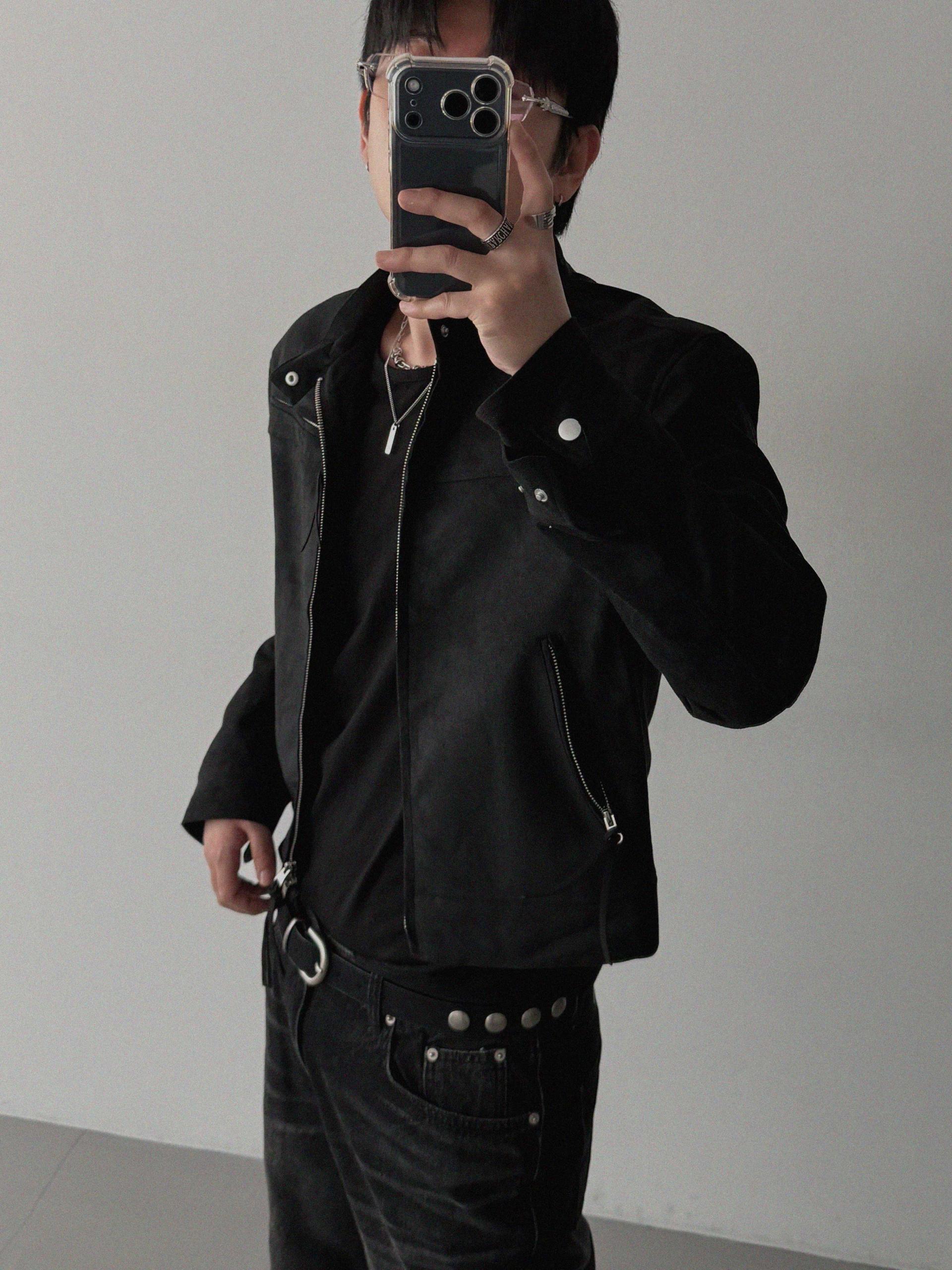 Biker suede crop jacket