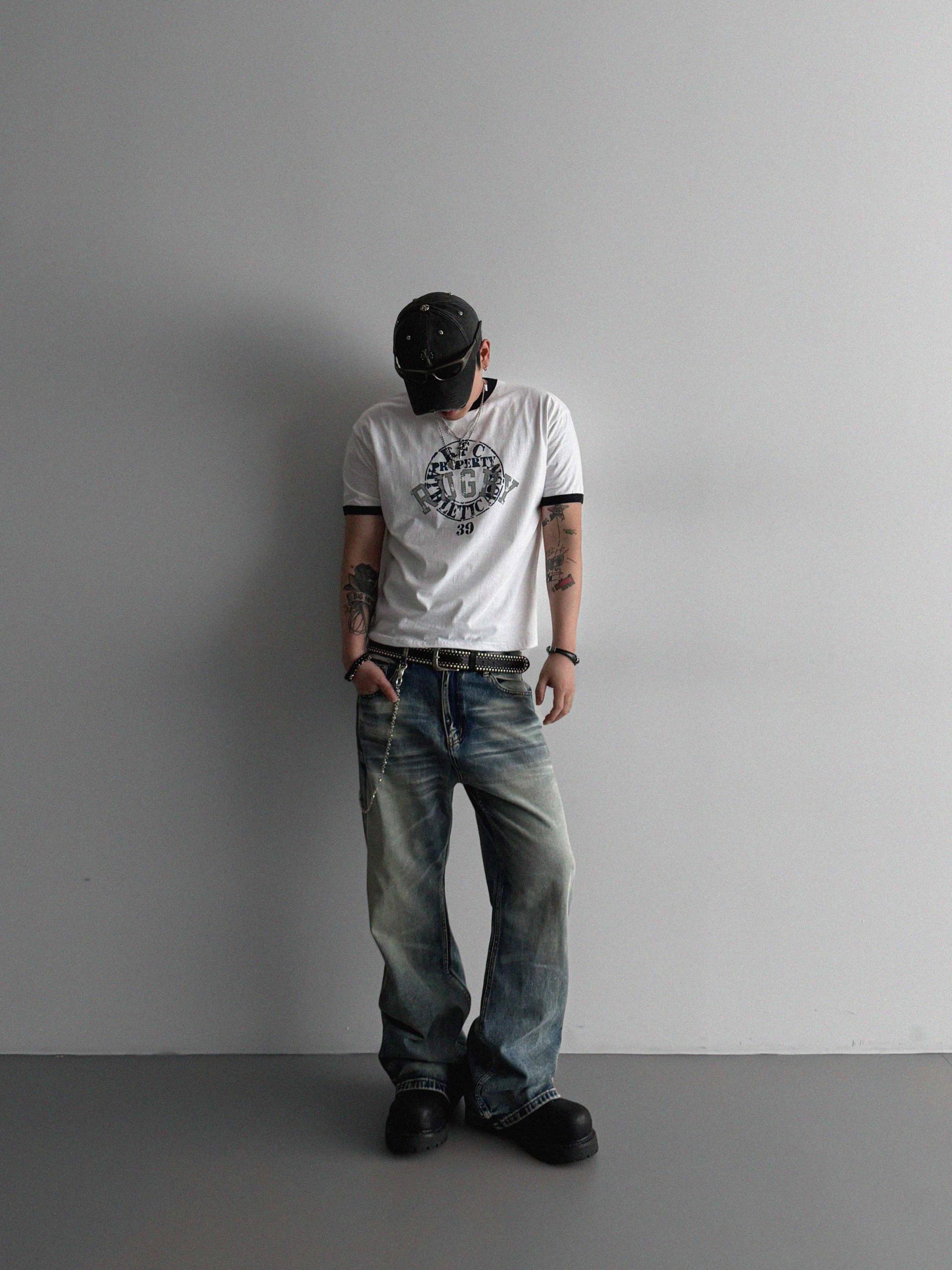 Mobe sand flare denim pants