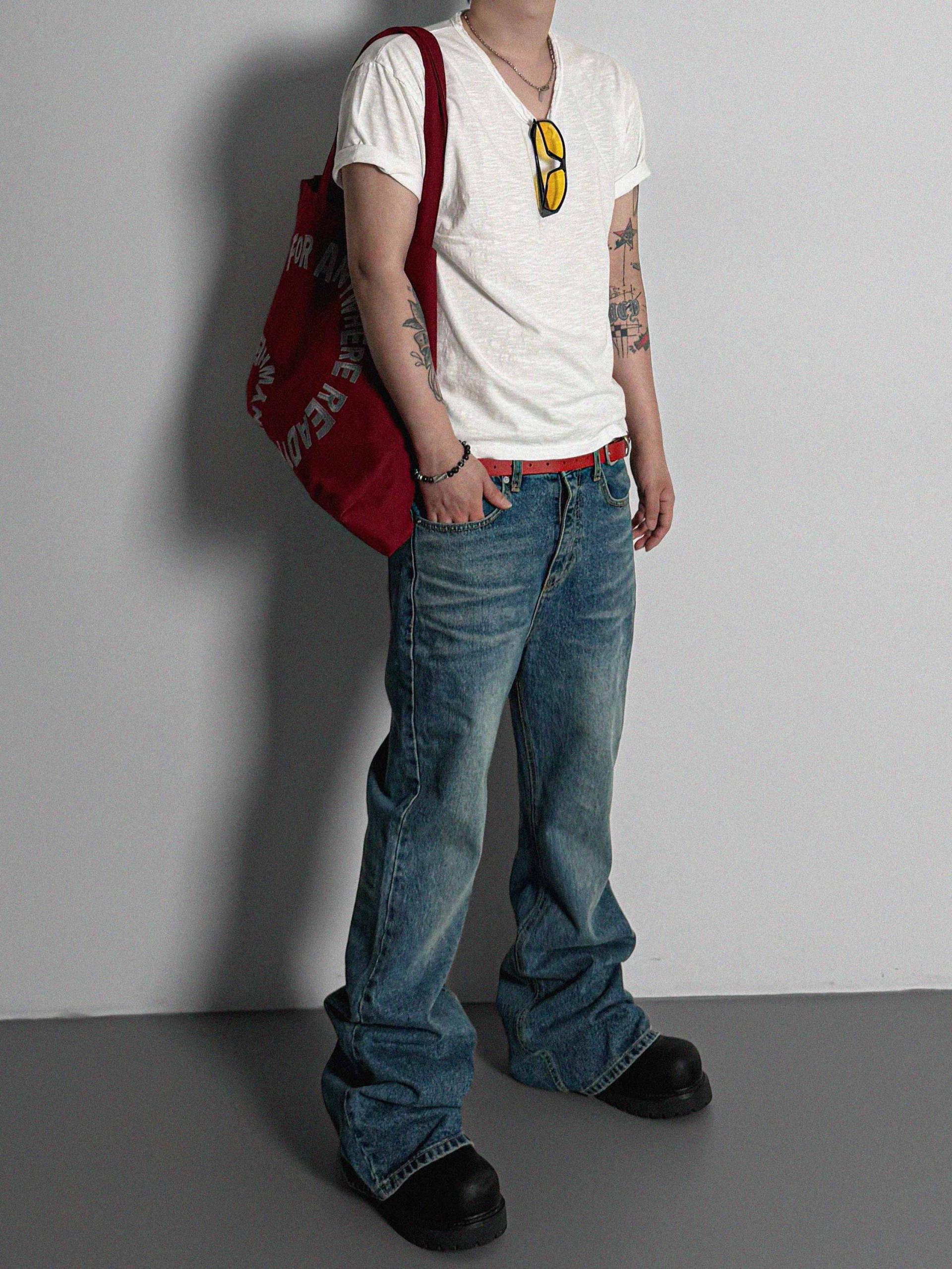 Slab cut u-neck half t