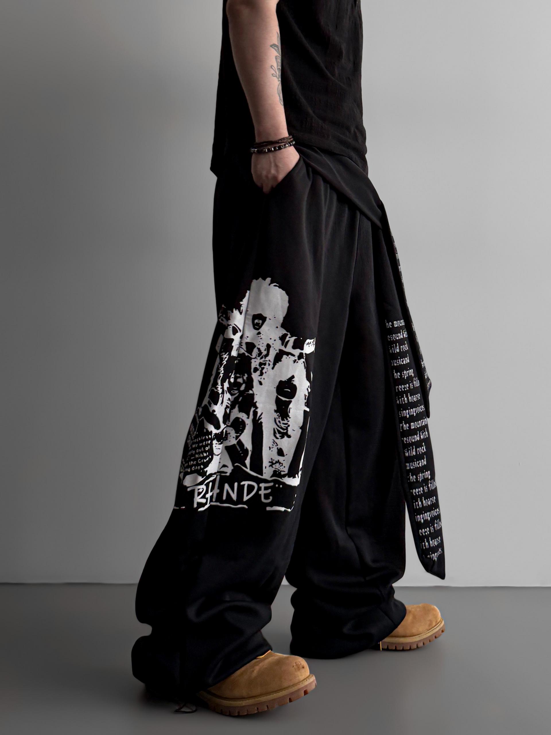 Lettering graphic strap sweat pants