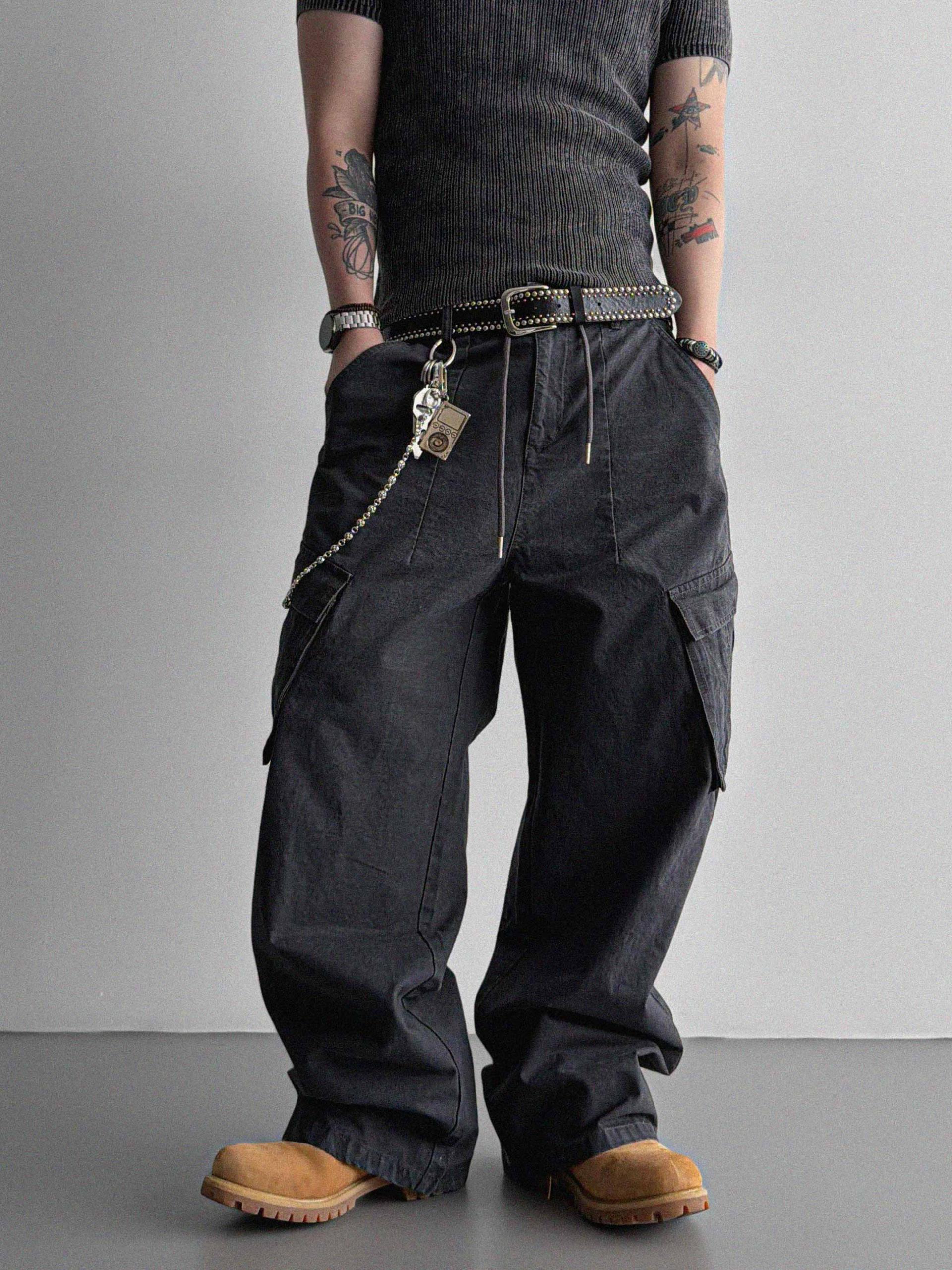 Dyed ripstop cargo curved pants