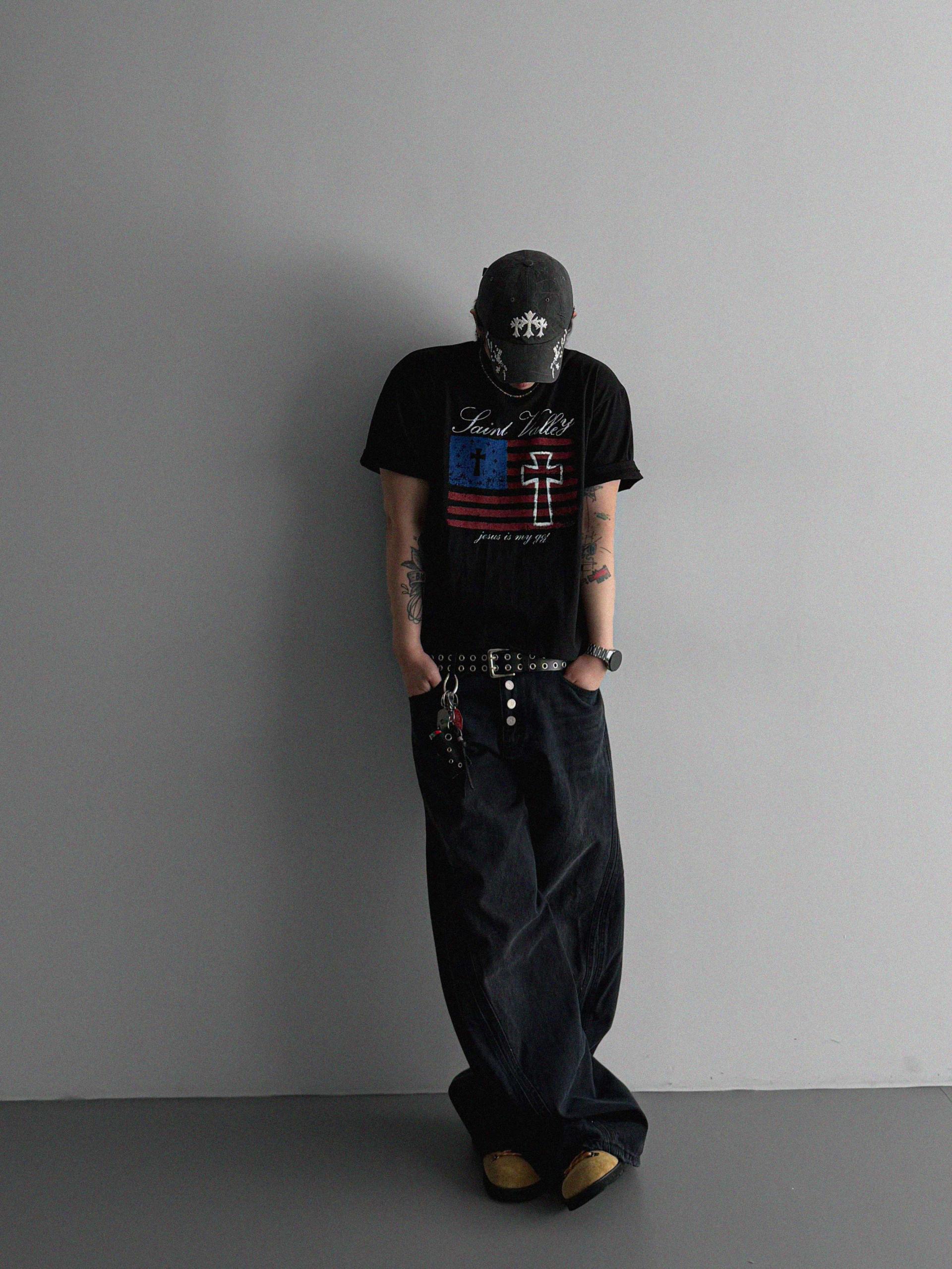 Cachion twisted wide denim pants