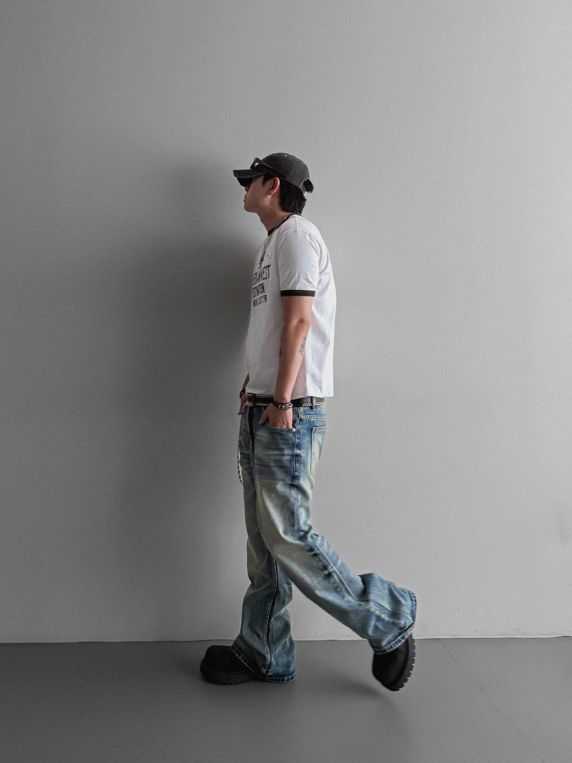 Mobe sand flare denim pants