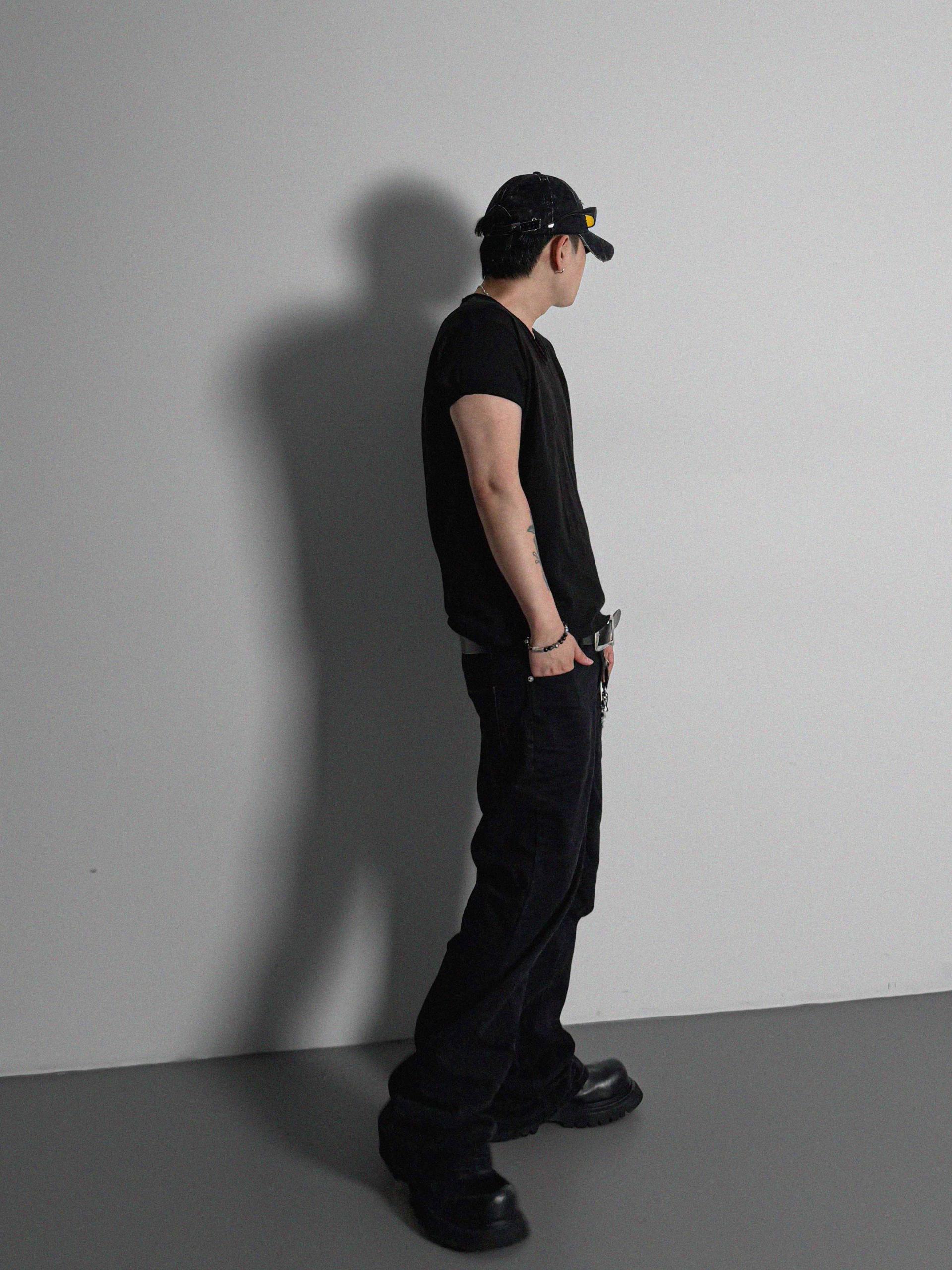 Slab cut u-neck half t
