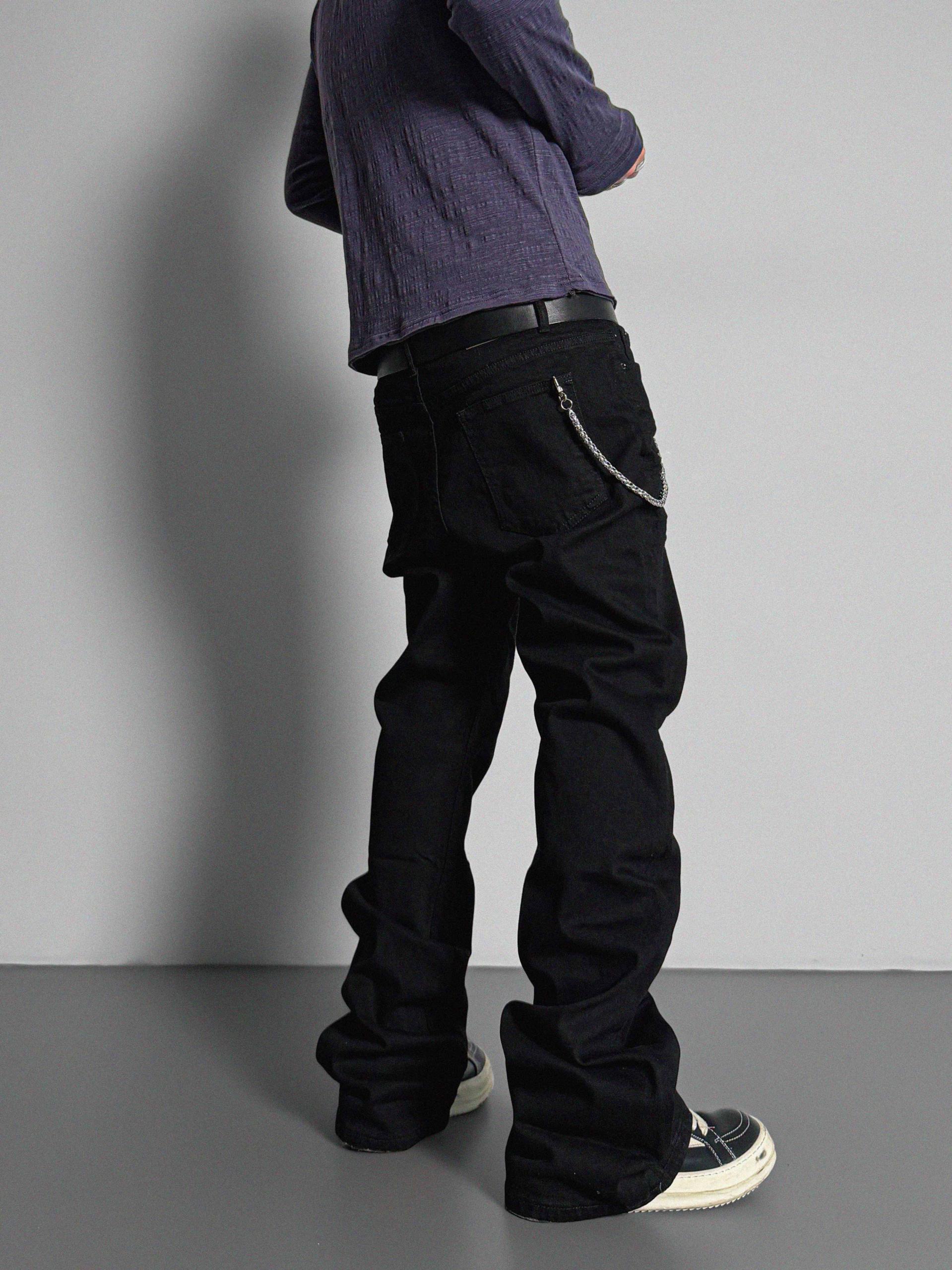 Dark embo sagging flare black jeans