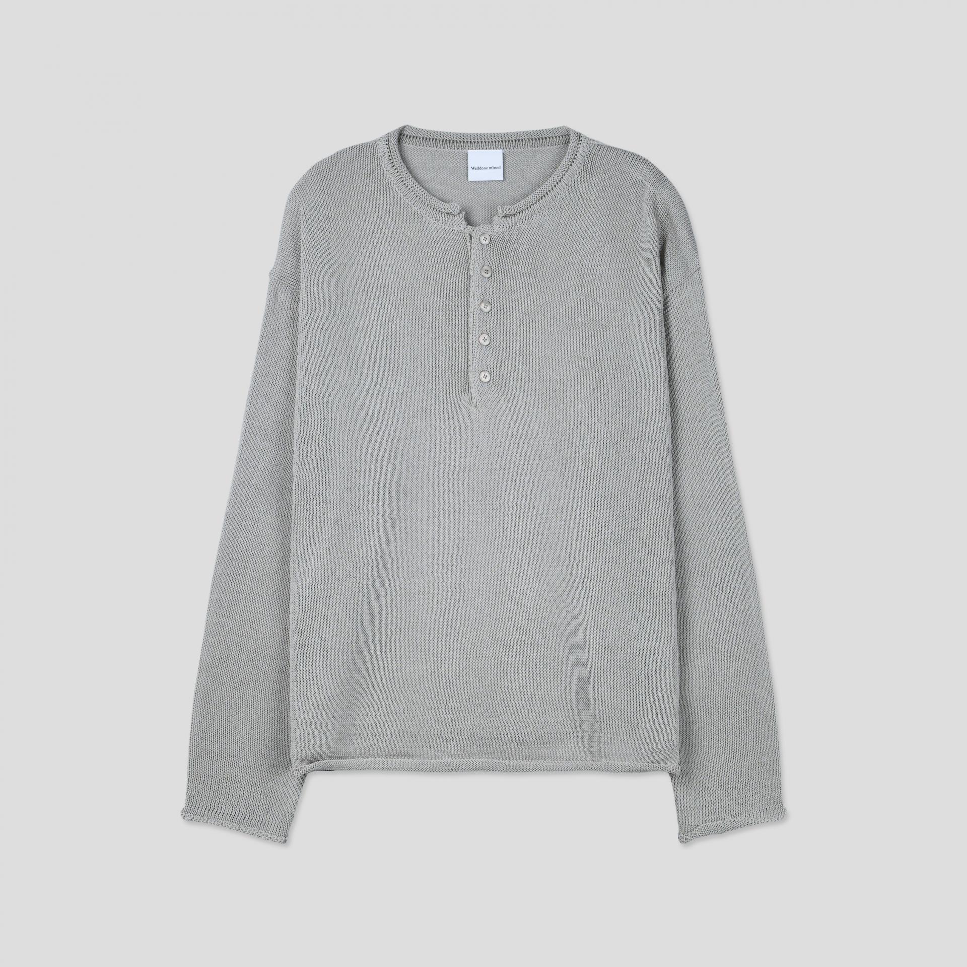 Summer henley neck see-through knit