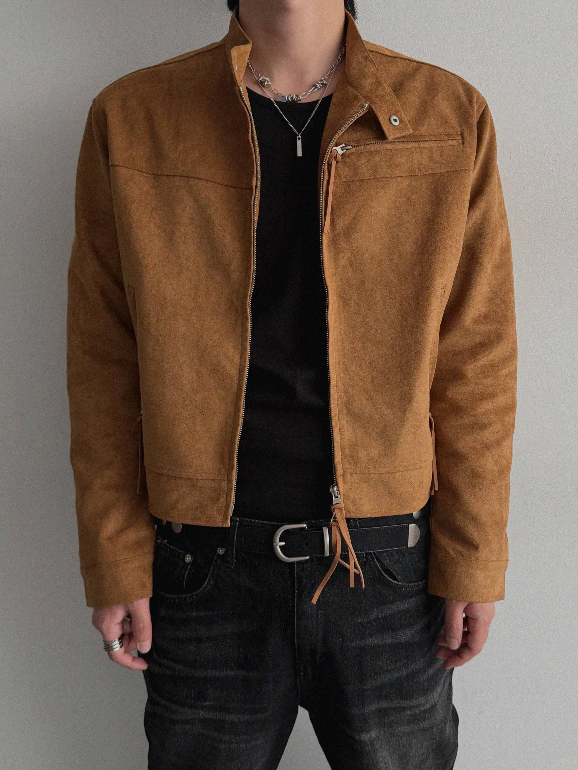 Biker suede crop jacket