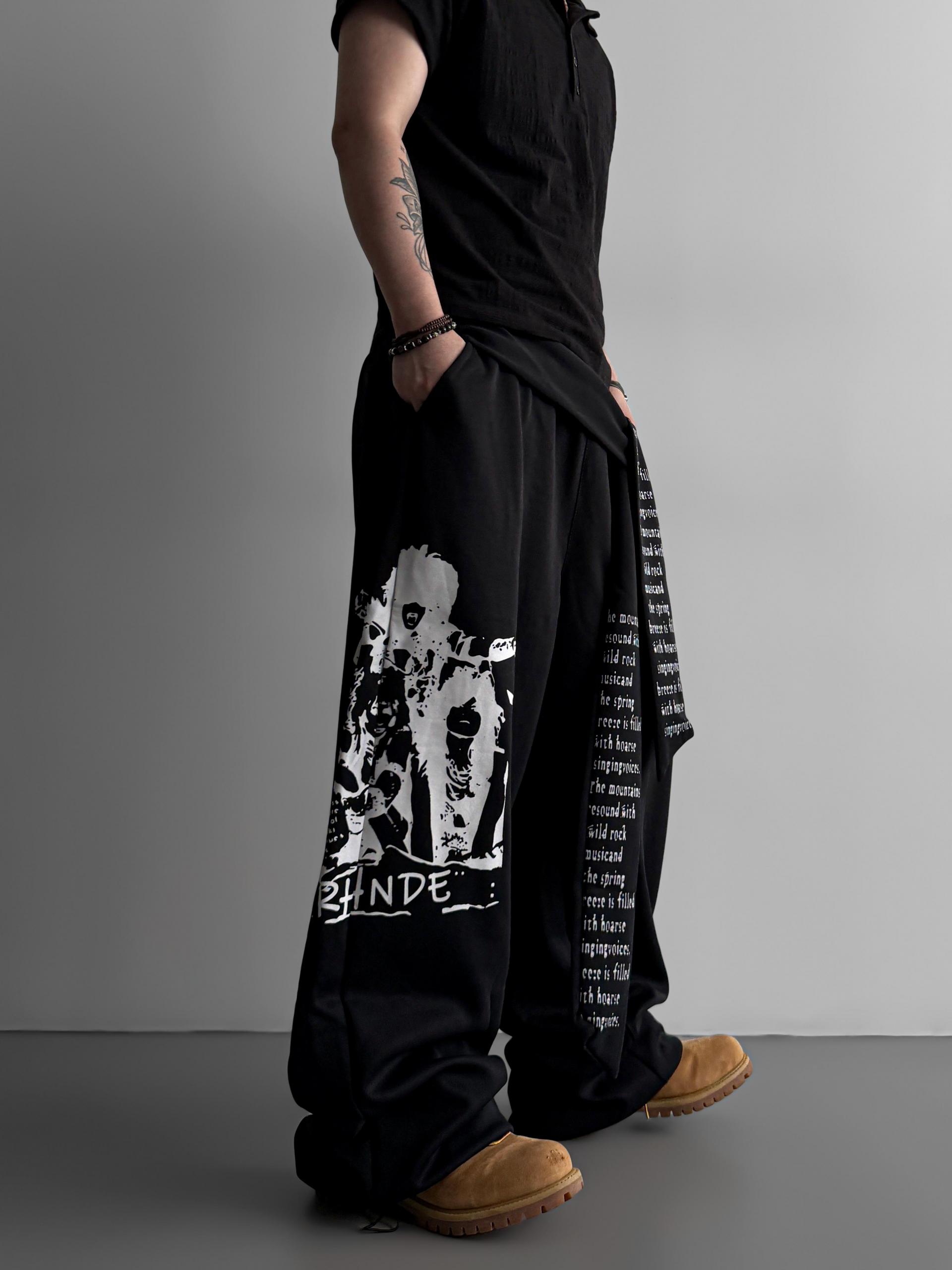 Lettering graphic strap sweat pants