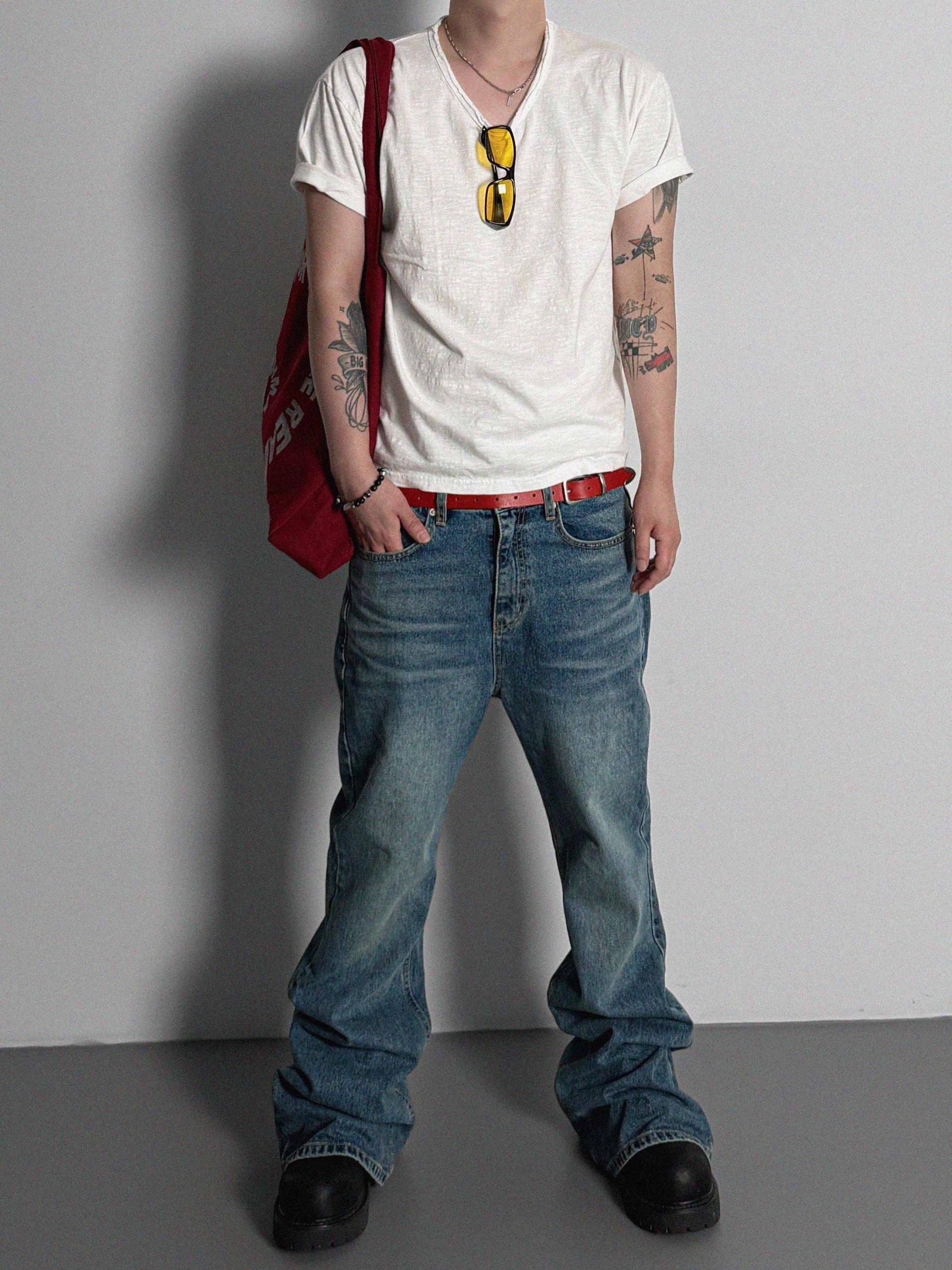 Slab cut u-neck half t