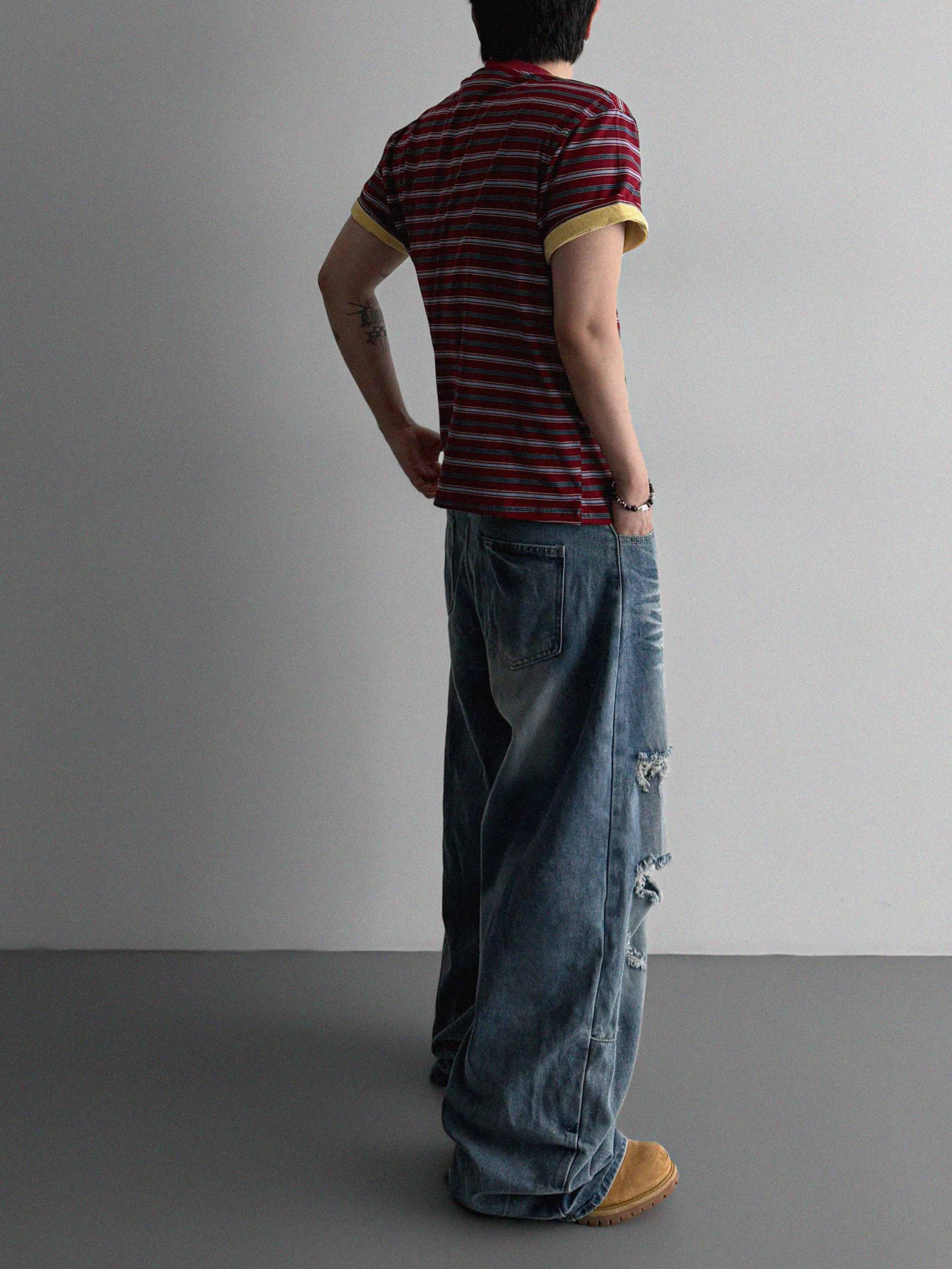 Summer vintage wide denim pants